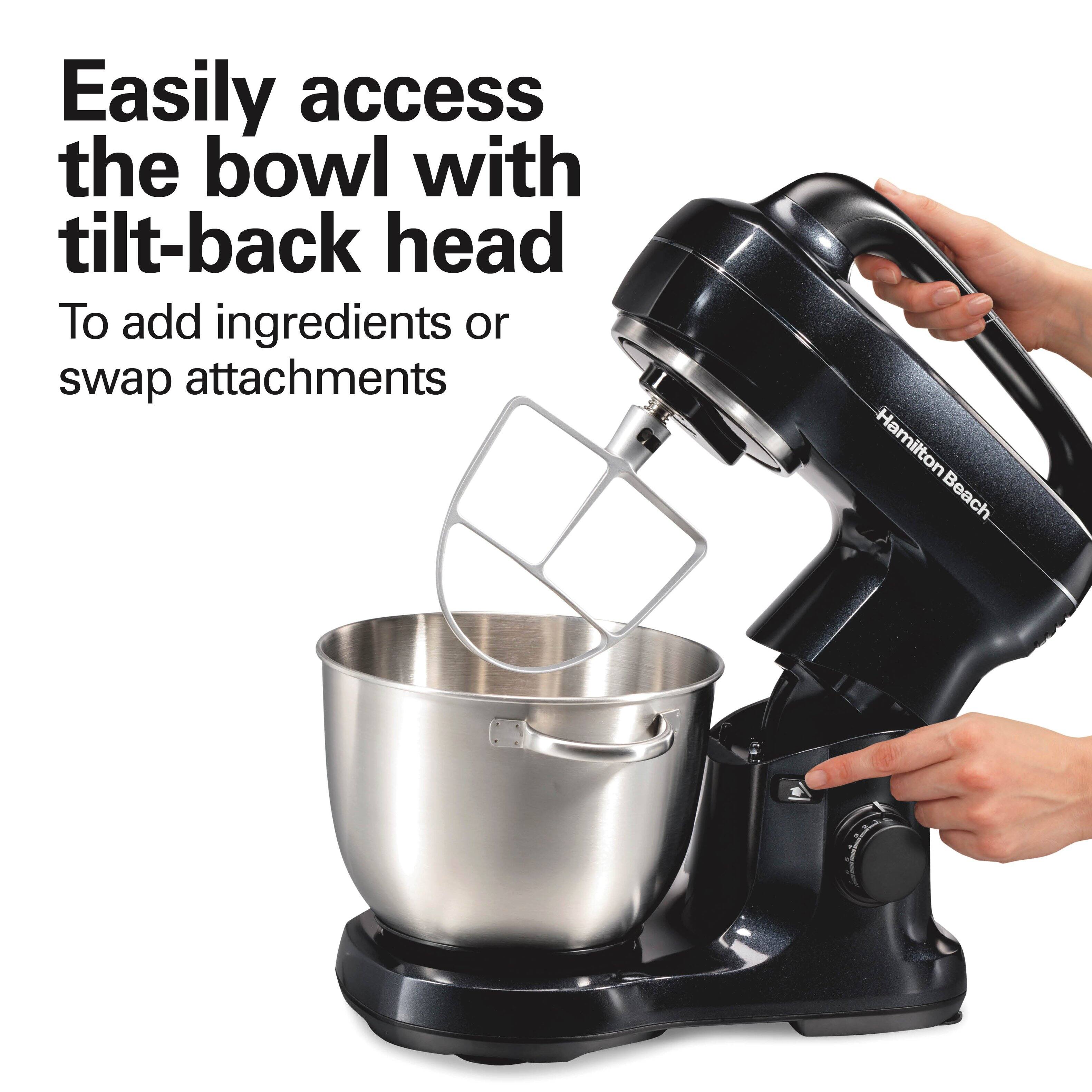 Easily access the bowl with tilt-back head  
To add ingredients or swap attachments