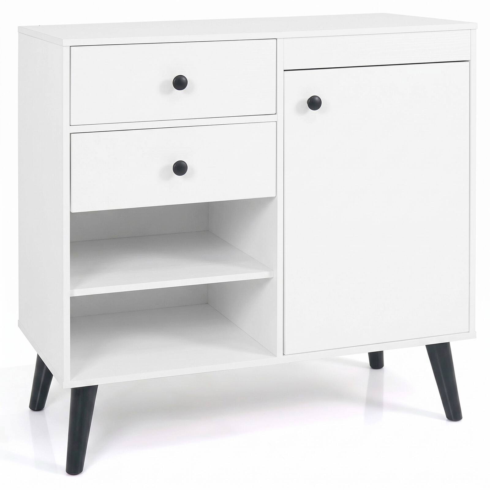 Alt View 9. Costway - Costway 31" Sideboard Credenza Buffet Cabinet with Storage & 2 Open Compartments - White.