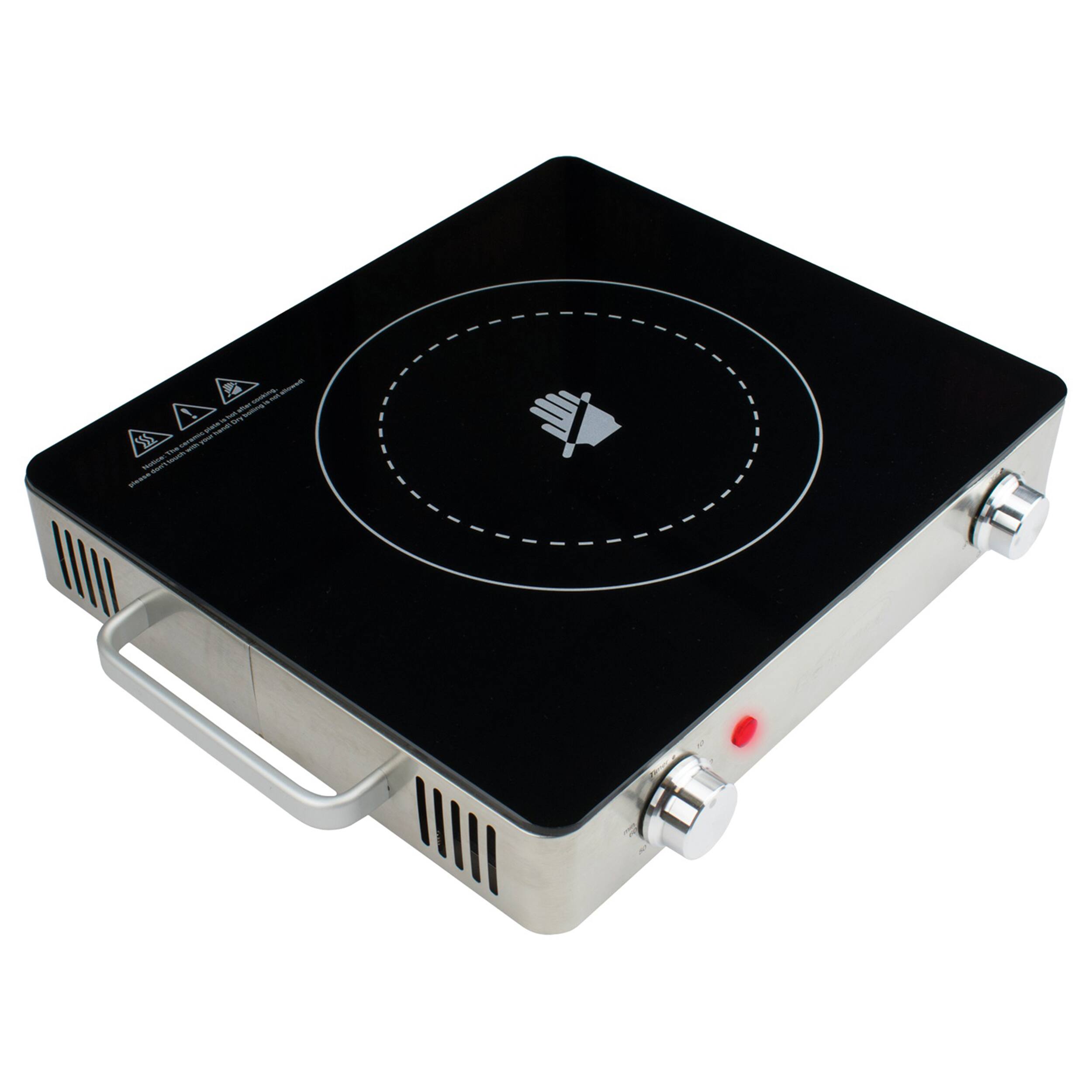 Alt View 2. Brentwood - Brentwood Select 1200w Single Infrared Electric Countertop Burner in Stainless Steel with Timer - Silver.
