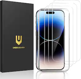 UNBREAKcable - 3-Pack Screen Protector Tempered Glass for iPhone 14 Pro - Clear