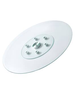 VEVOR - 40 in Glass Lazy Susan Turntable, Tempered Glass Dining Table Centerpiece with 6 Rotating Wheels, 360° Spin Tabletop - Transparent