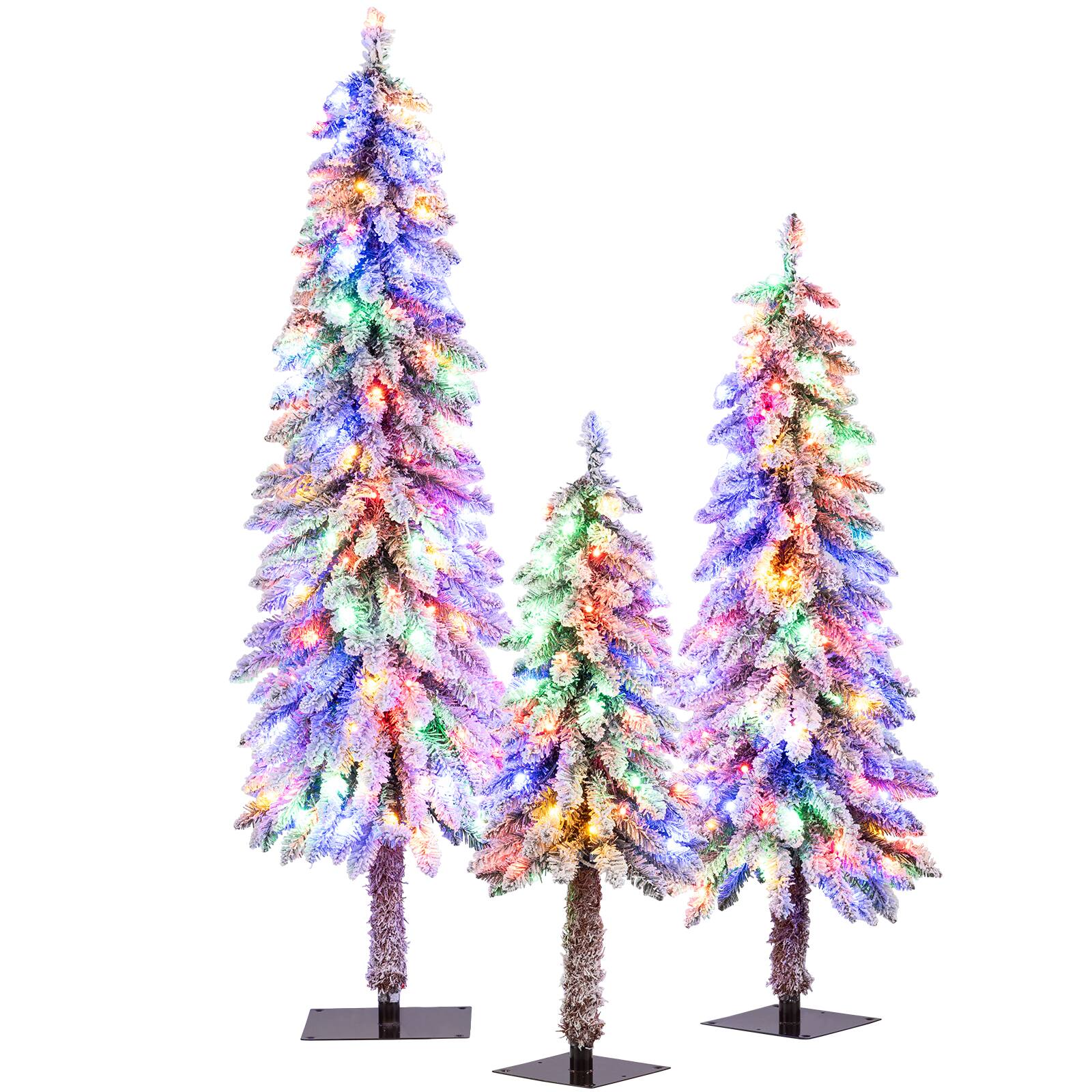 Alt View 7. Gymax - Gymax 3' 4' 5' Artificial Christmas Tree Set of 3 w/ Snow-flocked Branch Tips - Green.