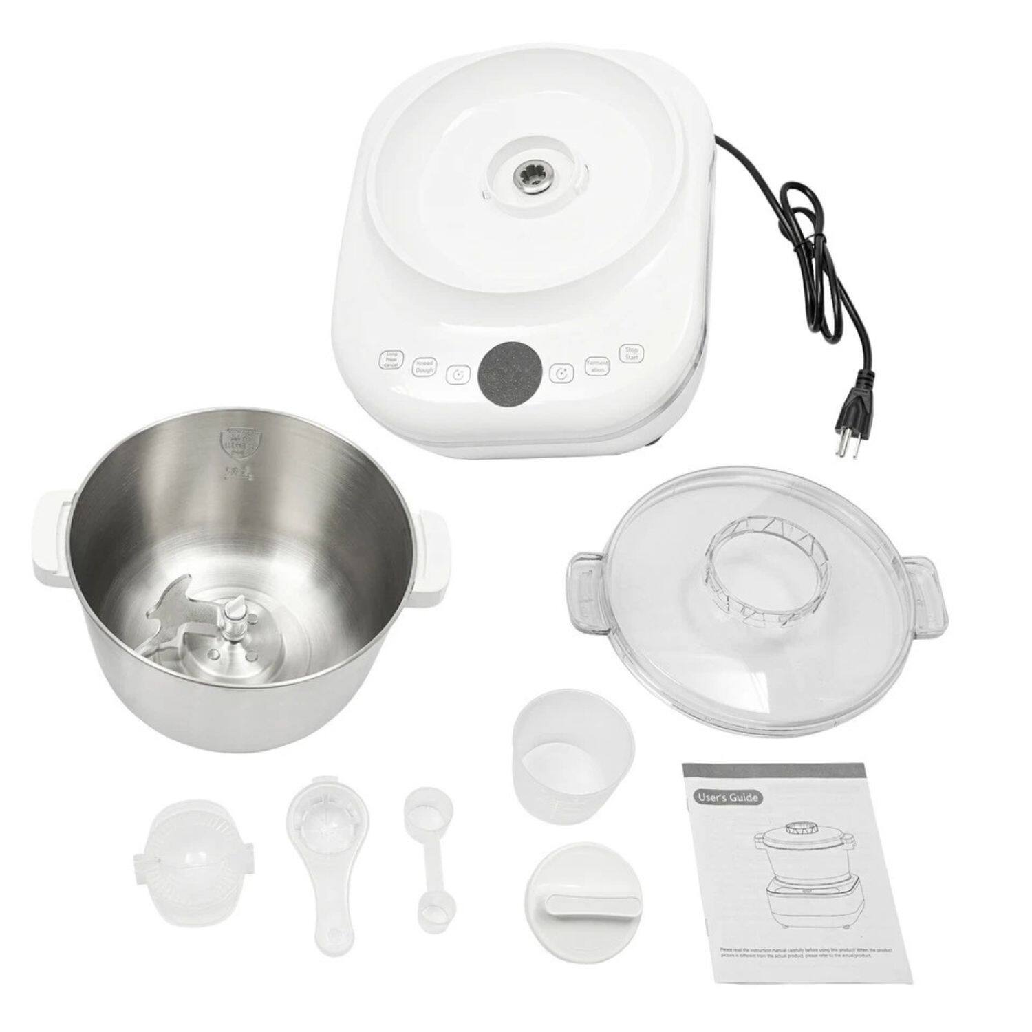 User's Guide

Please follow the instructions carefully to ensure safe and proper use of the appliance.

1. **Preparation:**
   - Place the appliance on a stable, flat surface.
   - Ensure the power cord is not damaged.

2. **Assembly:**
   - Attach the mixing bowl to the base.
   - Secure the lid on top of the bowl.

3. **Operation:**
   - Plug in the appliance.
   - Select the desired speed using the control buttons.
   - Start the appliance by pressing the power button.

4. **Safety:**
   - Do not operate the appliance if the lid is not properly secured.
   - Keep children away from the appliance while in use.

5. **Cleaning:**
   - Unplug the appliance before cleaning.
   - Wash the mixing bowl and accessories with mild soap and water.
   - Dry thoroughly before storing.

6. **Storage:**
   - Store the appliance in a dry place.
   - Keep the user guide for future reference.

For more details, refer to the user guide provided.