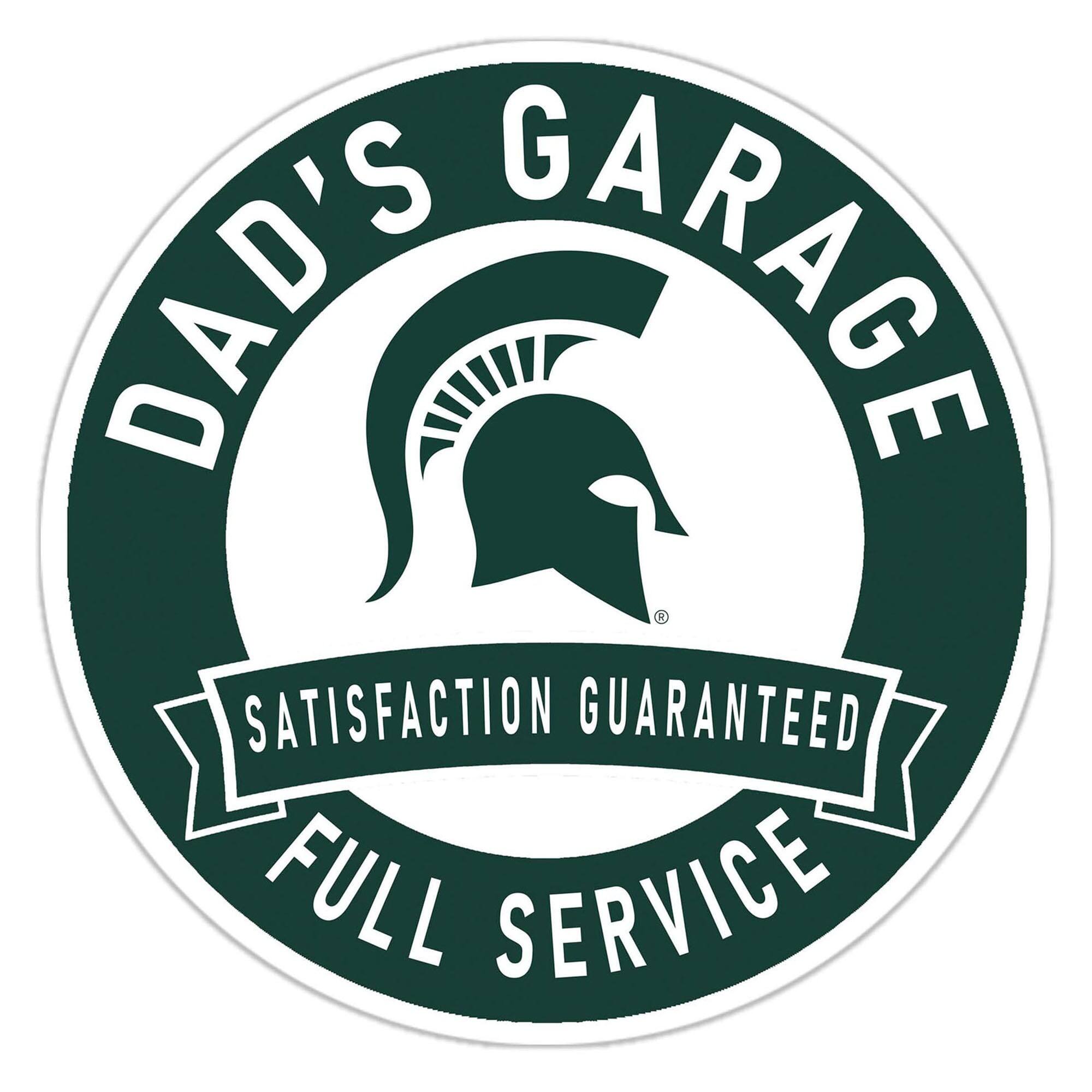 Michigan State Spartans 16" Dad's Garage Wood Sign