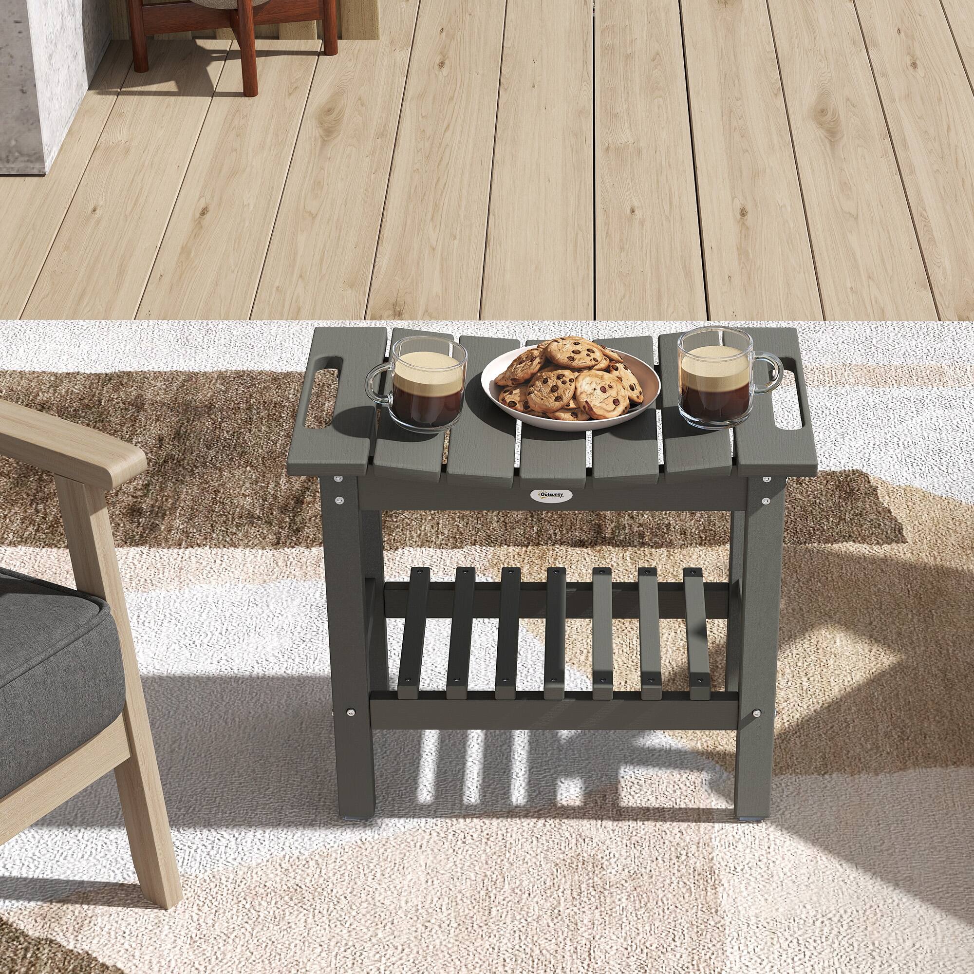 Alt View 8. Outsunny - Shower Bench for Inside Shower, HDPE Shower Stool with Handle, Storage Shelf, Non-Slip Pads - Dark Gray.