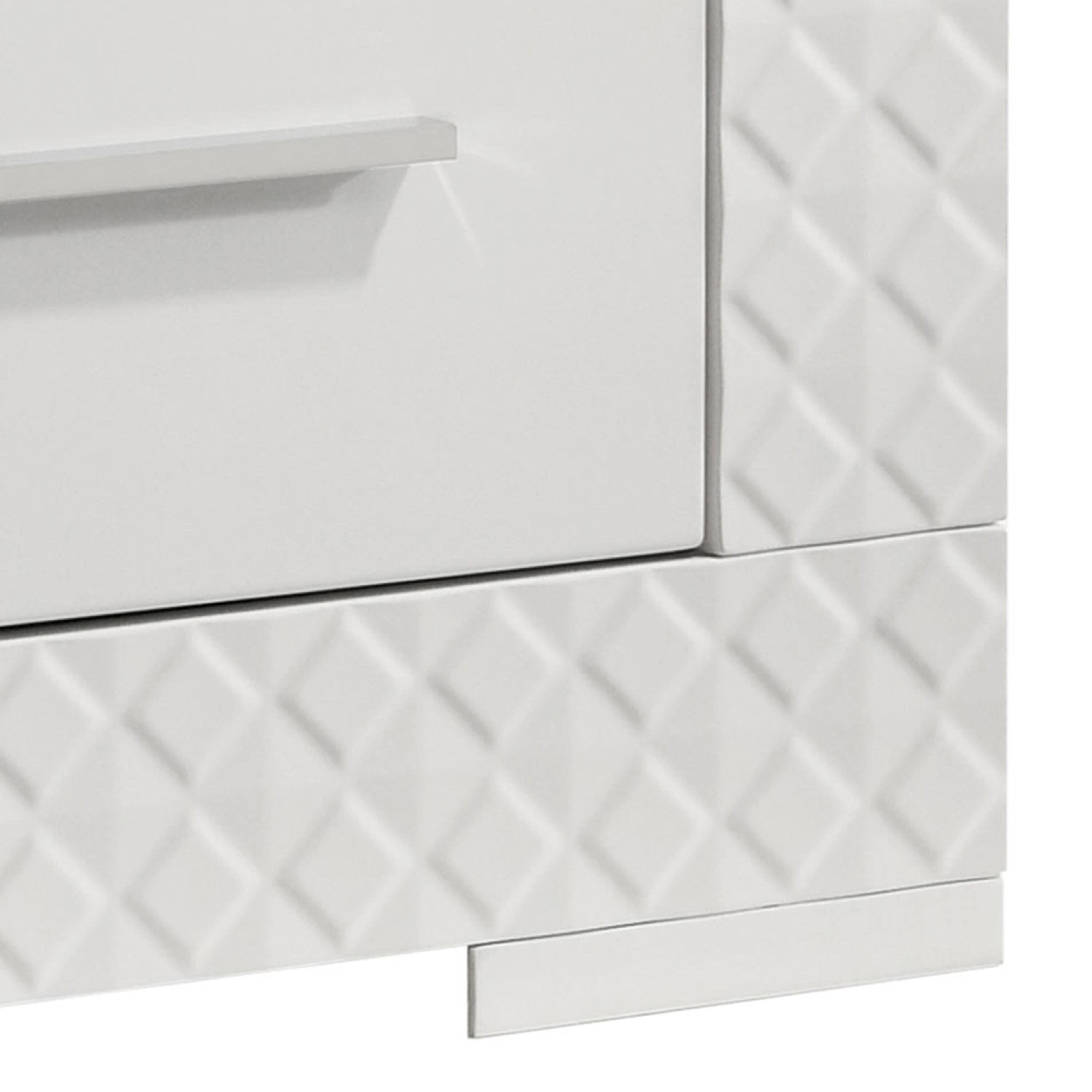Alt View 3. Manhattan Lane - Dema 2 Drawer Nightstand, High Gloss White Textured Trim - White.