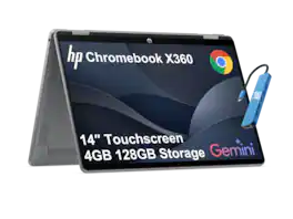HP - Chromebook x360 14'' FHD+ 2-in-1 Touchscreen Laptop - Intel N150 2025 - 4GB DDR5 RAM - 128GB UFS - Google AI - Chrome OS - Meteor silver