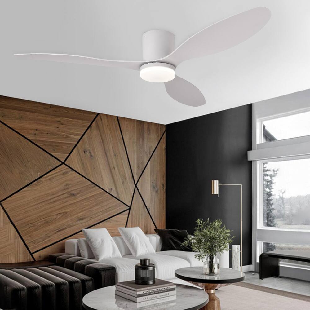Alt View 4. Topteng - 52" Smart Ceiling Fan with Light - App&Remote Control,DC Motor,Stepless Dimming 3000K-6000K,Flush Mount for Low Ceilings - White.