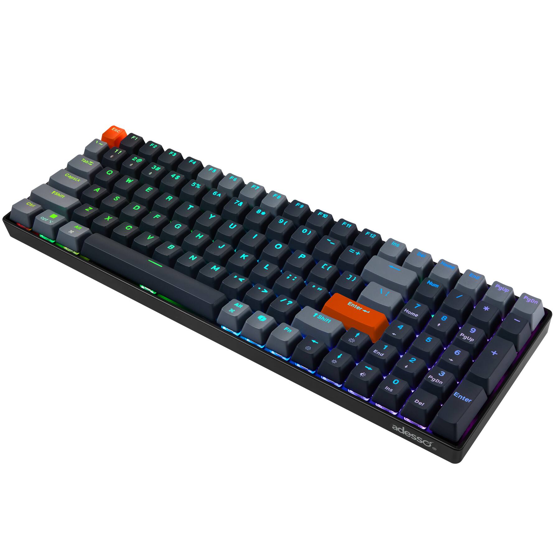 Adesso - EasyTouch 1200 Wired/Wireless/Bluetooth QMK VIA Mechanical Extended Keyboard - Black