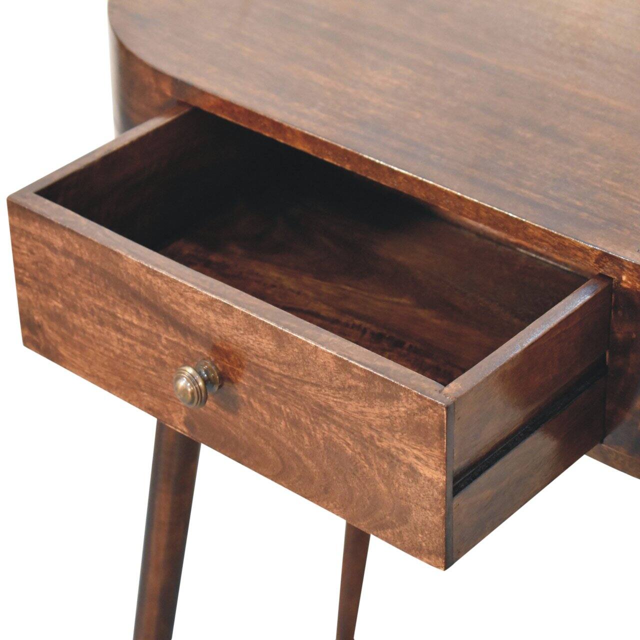 Alt View 3. Artisan Furniture - Artisan Furniture Solid Wood California Walnut Rounded Small Console Table, 1 Drawer, Brown - Brown.