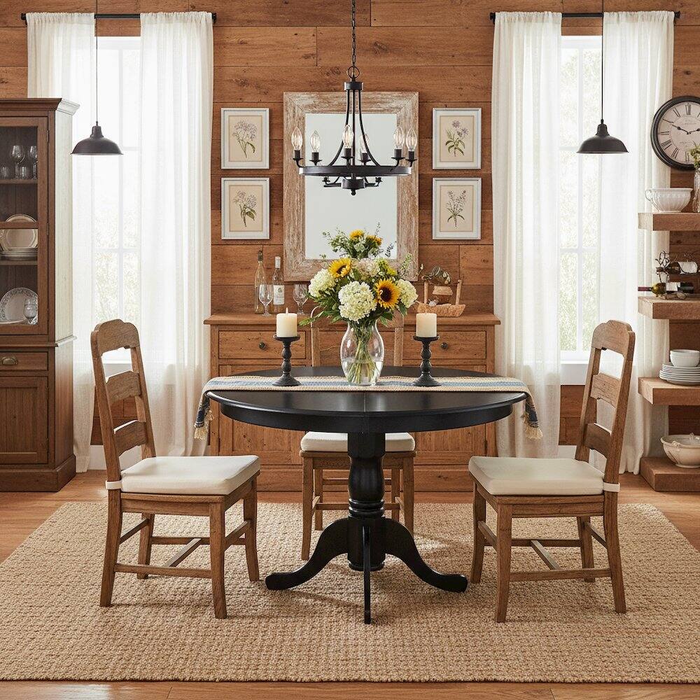 Alt View 3. FurniFact - Round Table - Black.
