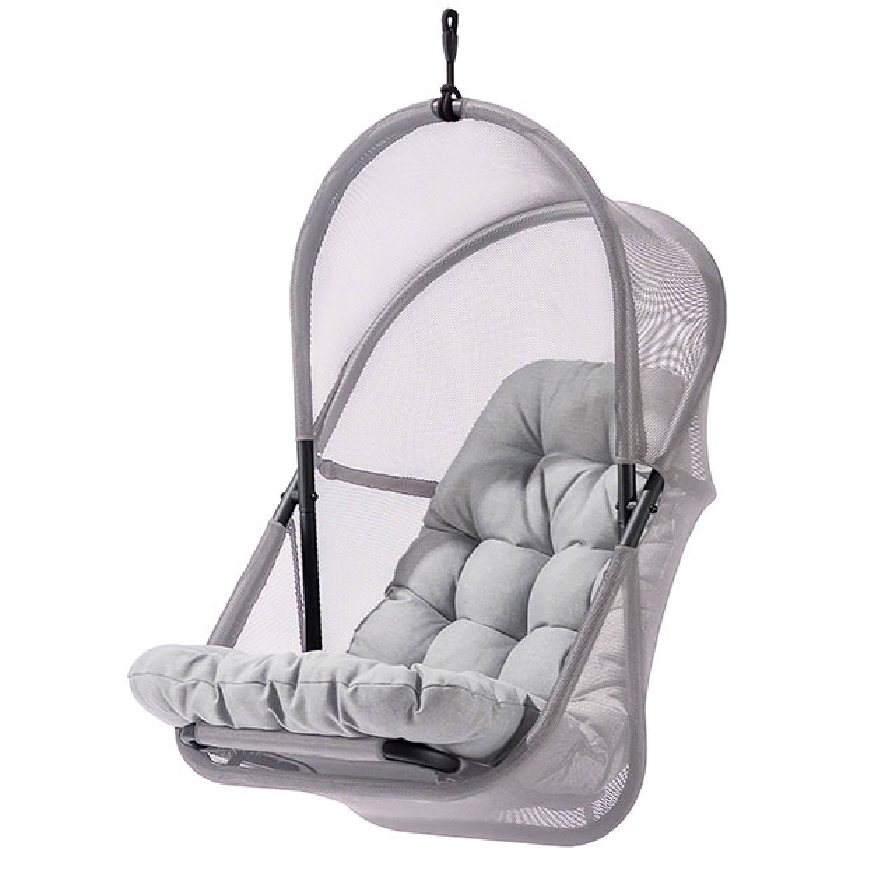 Alt View 3. Manhattan Lane - Bery Outdoor Swing Chair with Foldable Stand - Black, Light Gray.