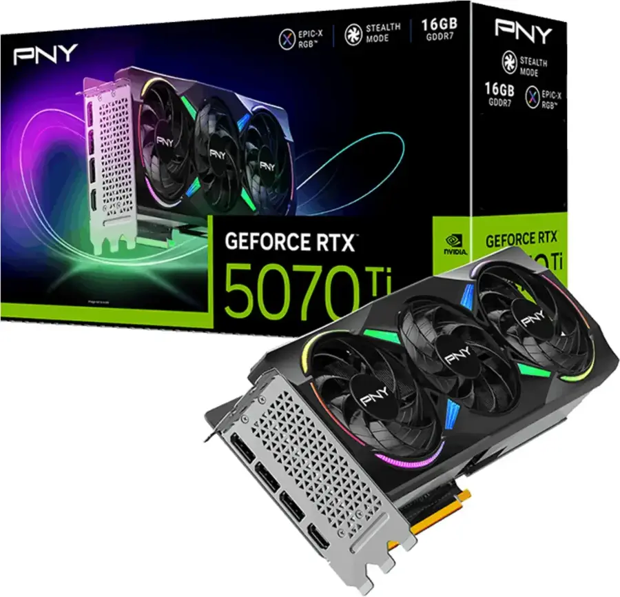 PNY EPIC-X RGB STEALTH 16GB MODE GDDR7 PNY STEALTH MODE 16GB EPIC-X GDDR7 X RGB* PNY GEFORCE RTX GEFORCE RTX NVIDIA Ti 5070Ti FNY FNY PNY