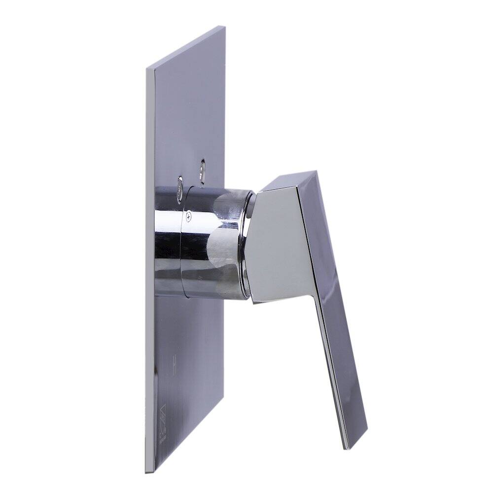 Back. Alfi - Polished Chrome Shower Valve Mixer With Square Lever Handle - Silver.