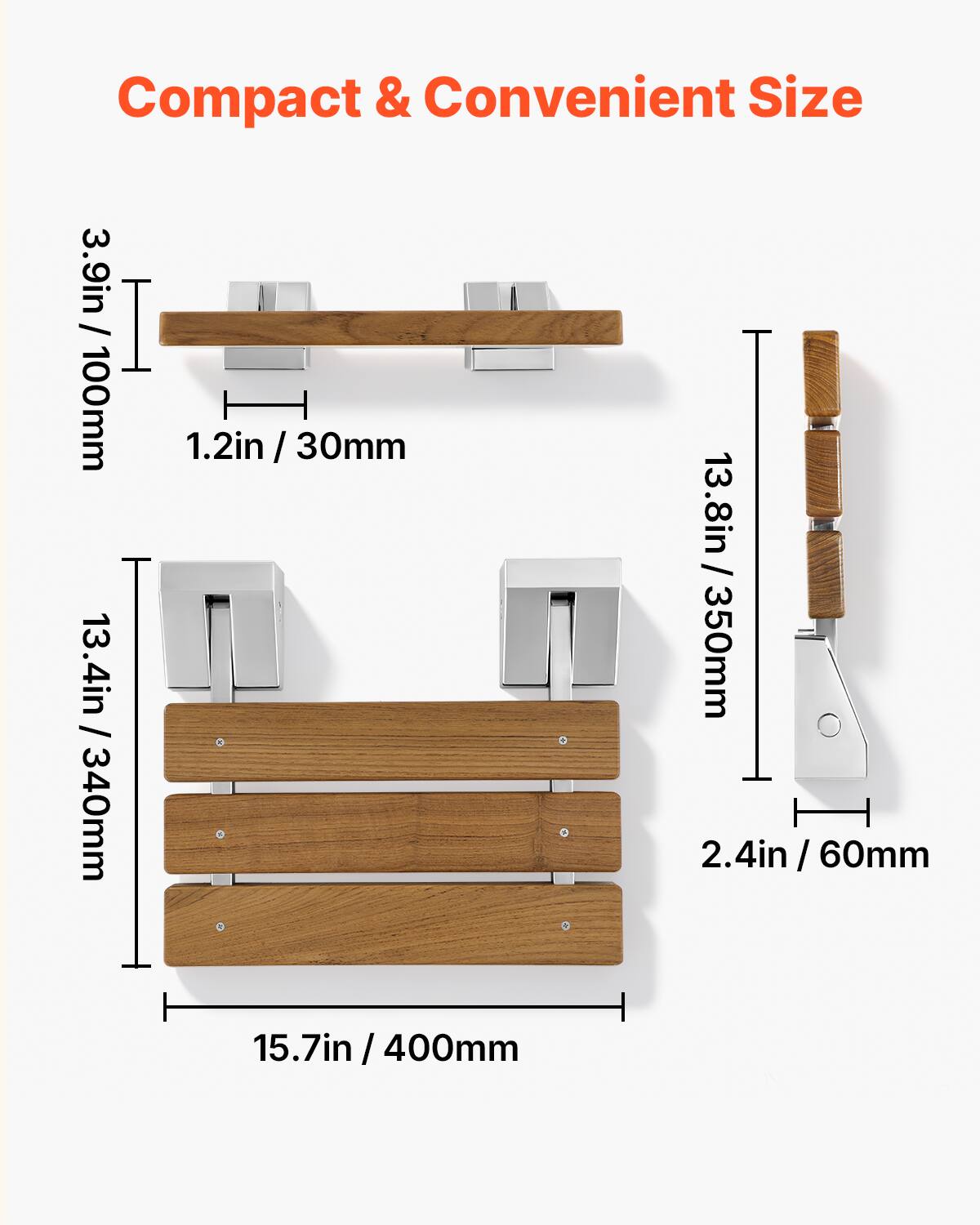 Compact & Convenient Size

3.9in / 100mm

1.2in / 30mm

13.4in / 340mm

13.8in / 350mm

2.4in / 60mm

15.7in / 400mm