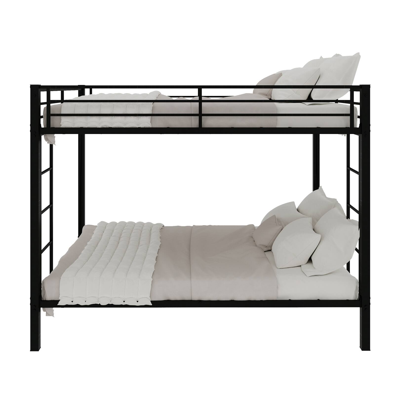 Alt View 8. Loheer - Loheer Heavy Duty Queen Size Metal Bunk Bed Black Iron Square Tube Frame Space Saving - Black.
