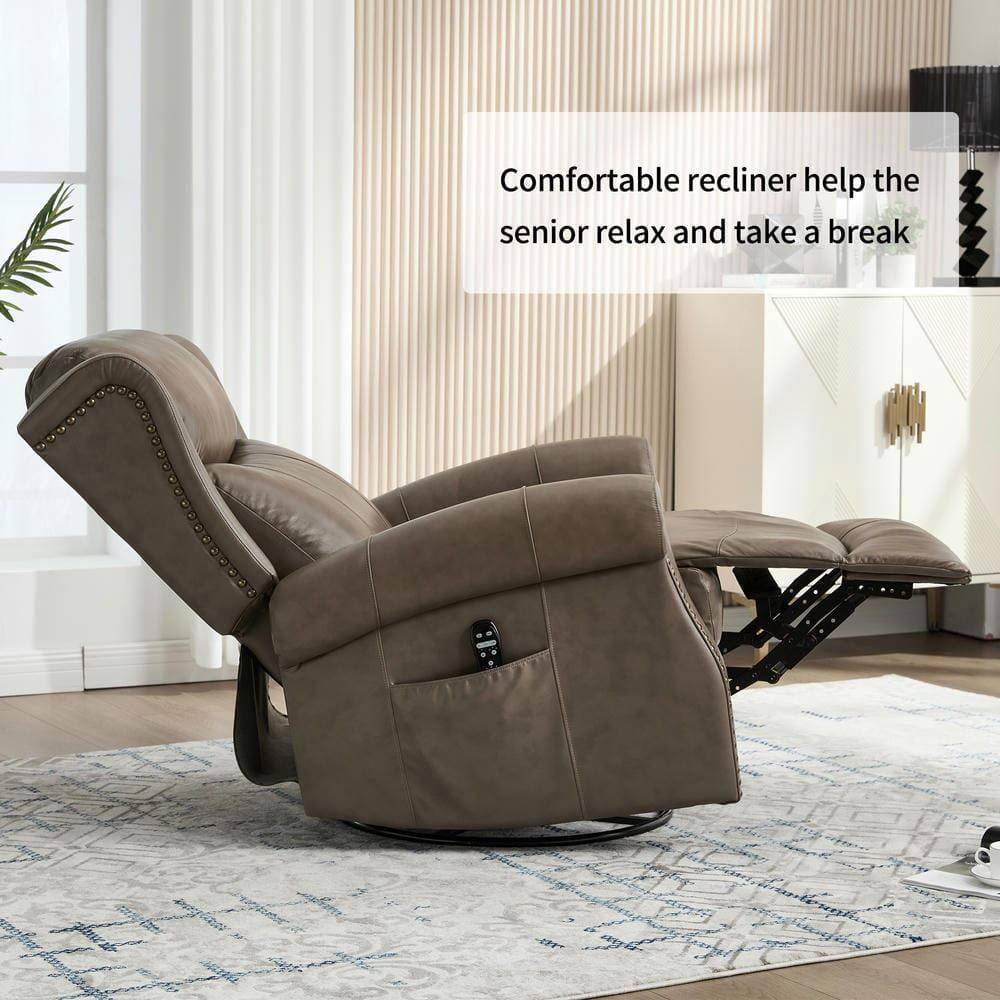 Comfortable recliner helps the senior relax and take a break.
