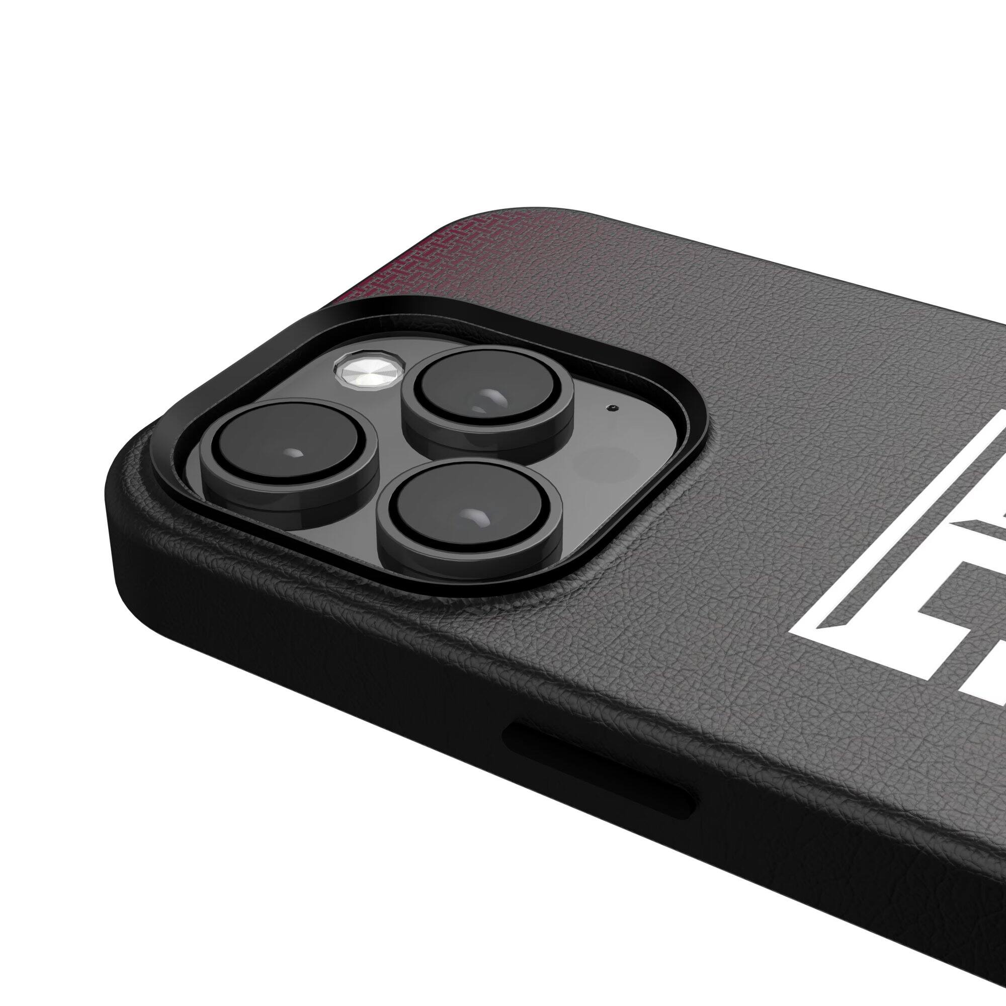 Alt View 3. Keyscaper - Texas A&M Aggies Linen Logo iPhone Magnetic Bump Case - 15 Plus - Black.