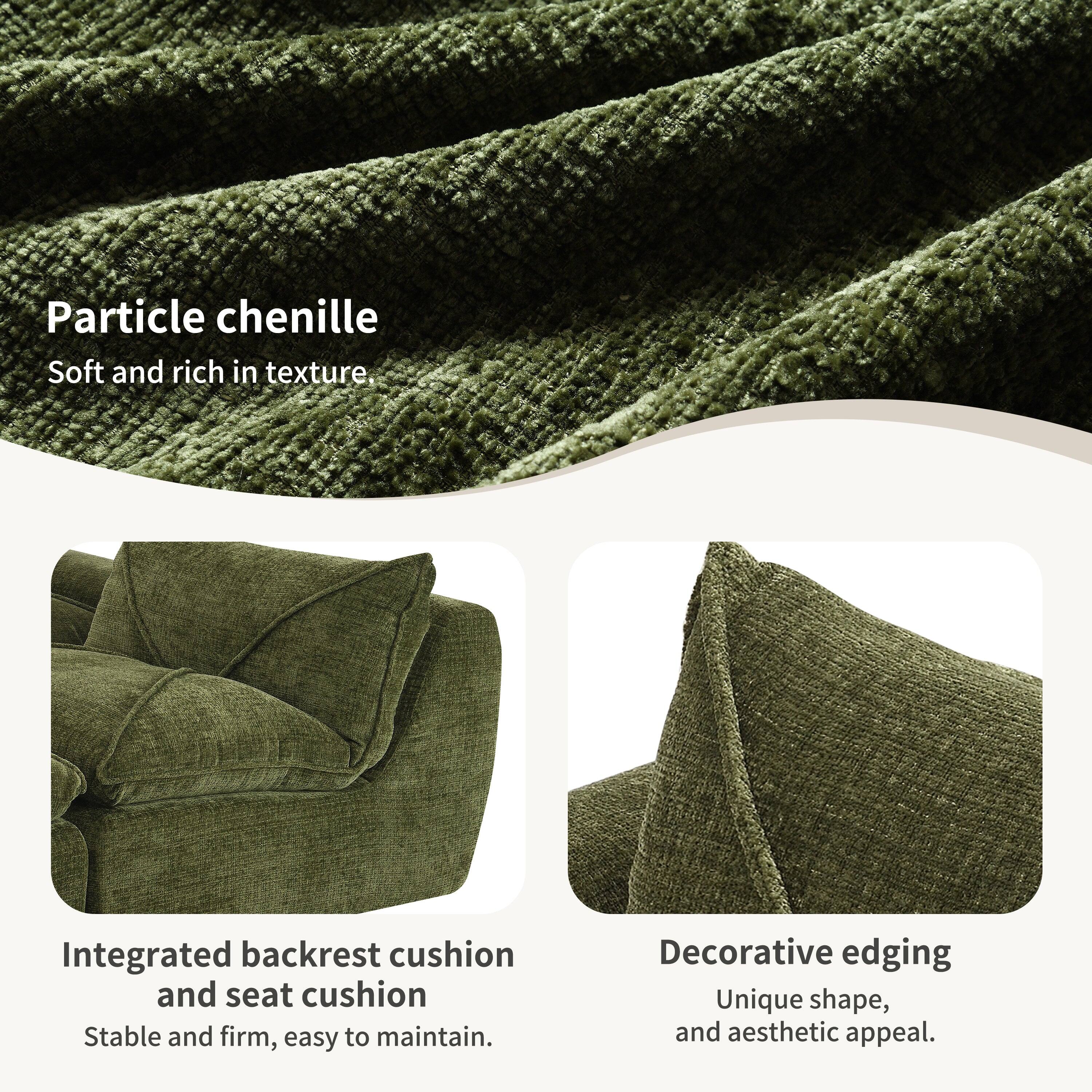 Particle chenille  
Soft and rich in texture.

Integrated backrest cushion and seat cushion  
Stable and firm, easy to maintain.

Decorative edging  
Unique shape, and aesthetic appeal.