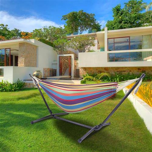 Alt View 8. Winado - 9FT Heavy Duty Hammock Set 2-Person Double with Stand, Portable Carrying Bag for Indoor Outdoor Patio Deck Yard Beach - Rainbow Stripes.