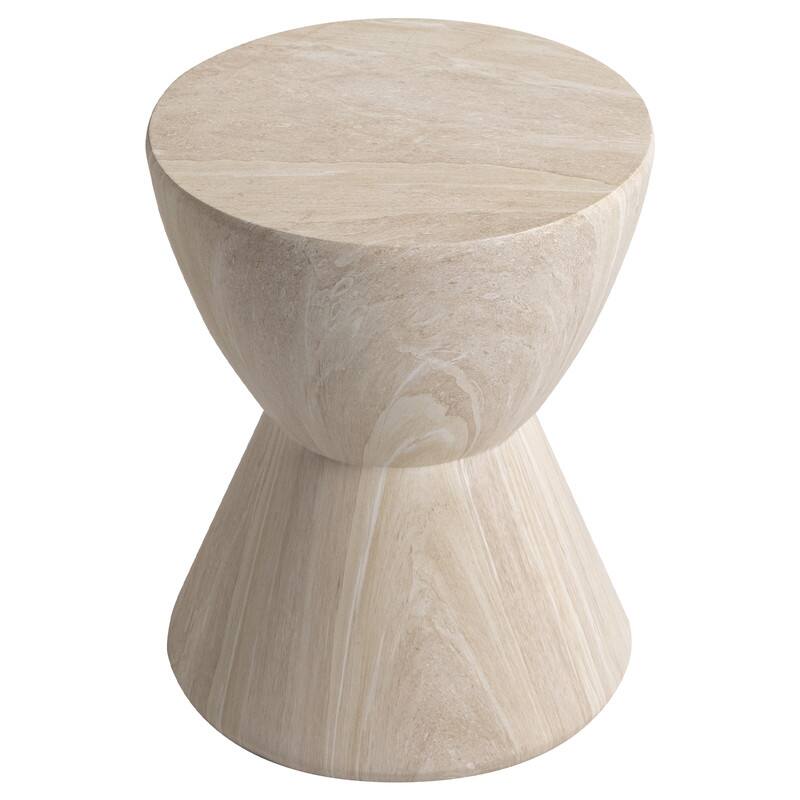 Alt View 2. LeisureMod - Loft Fiberstone Hourglass Side Table, Weather Resistant Indoor/Outdoor Pedestal Accent Table - Stone Marble.