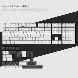 Womier - Low Profile PBT Keycaps, Shine Through Keycaps for All US Layout Cherry Gateron MX Switches Mechanical Keyboard - White