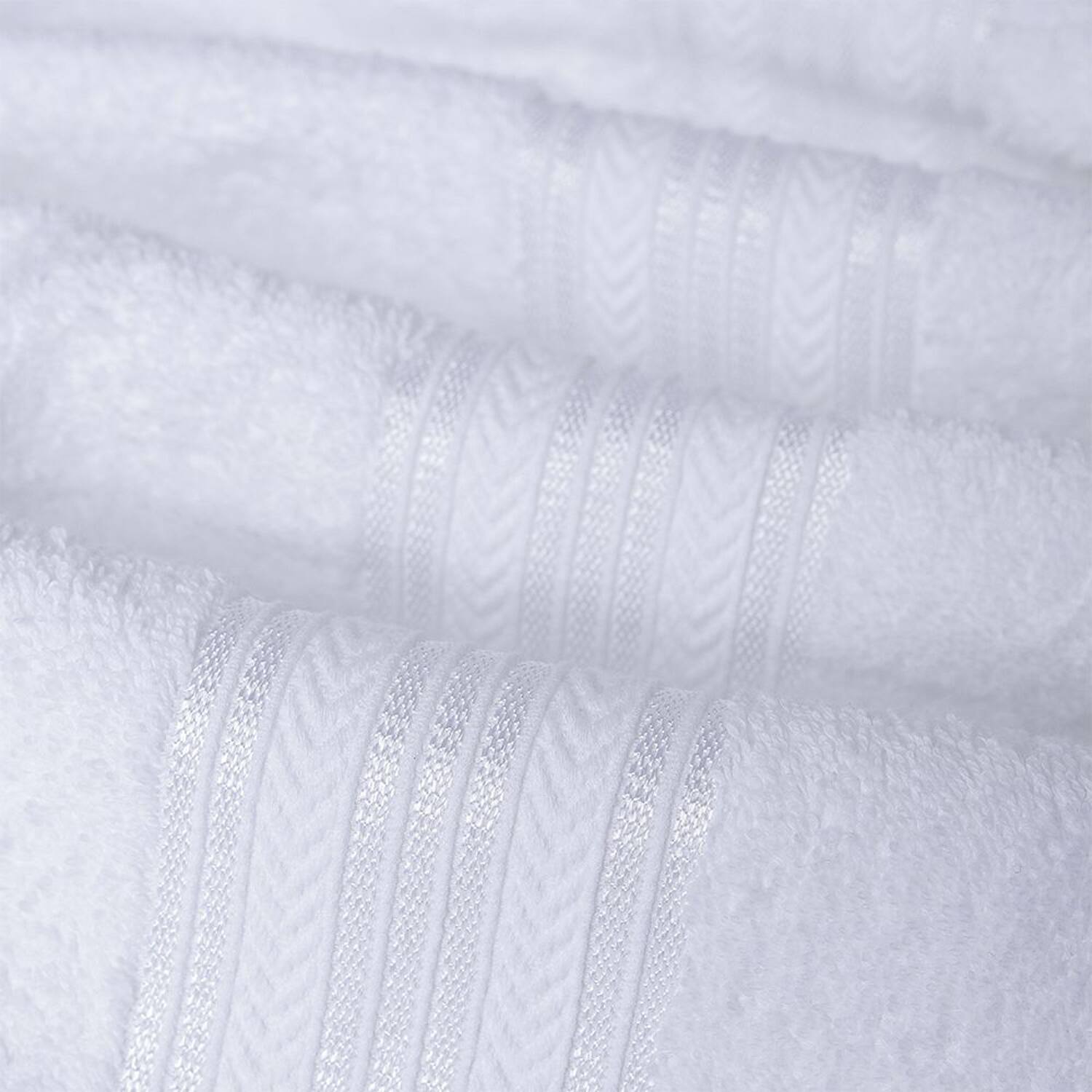 Left. Plazatex - Plazatex 100% Premium Cotton Textured Border Ultra Soft Absorbent 12 Piece Bathroom Towel Set White - White.