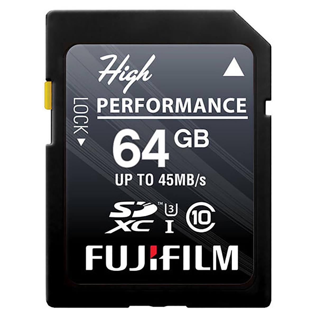 High PERFORMANCE LOCK 64 GB UP TO 45MB/s SD XC I FUJIFILM
