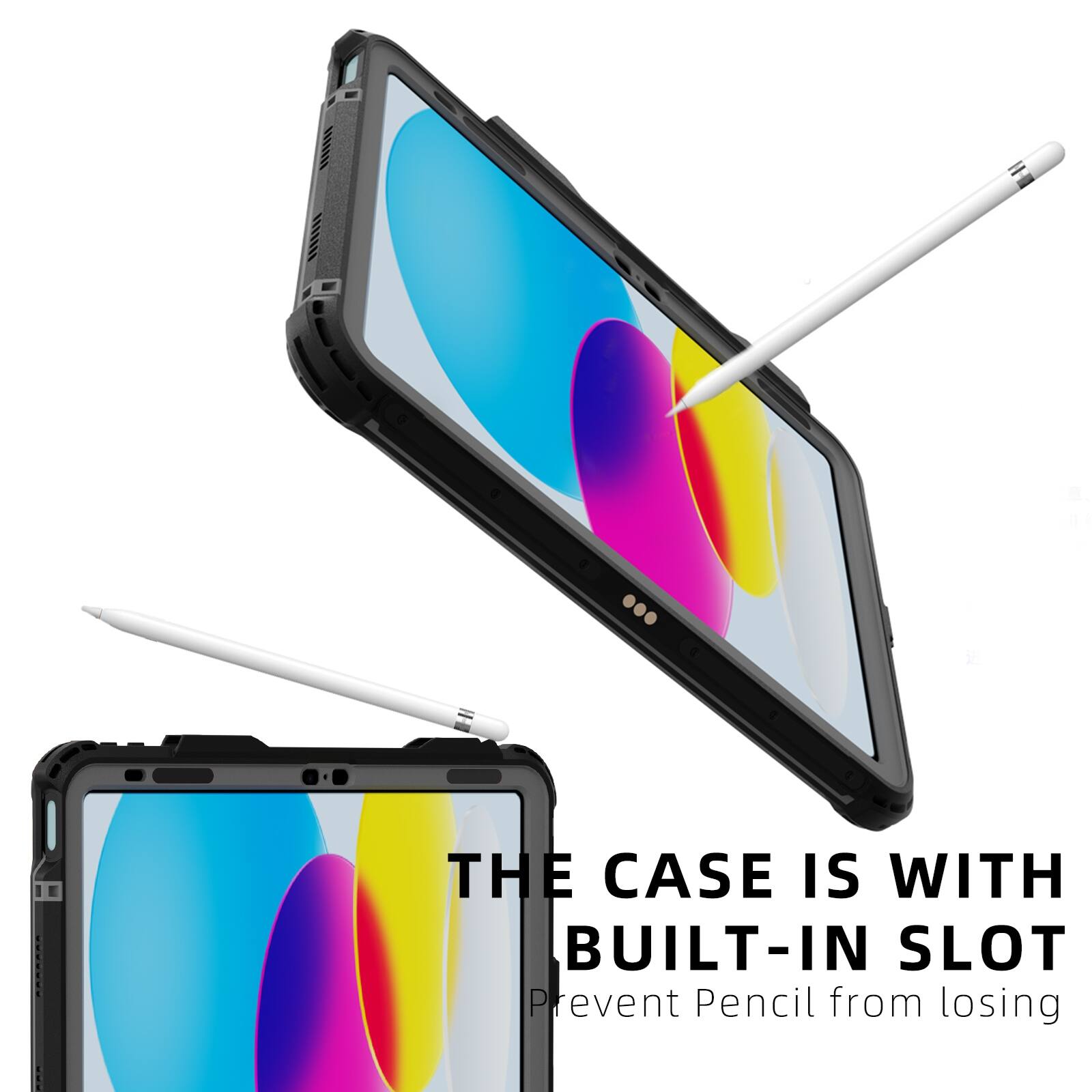 THE CASE IS WITH BUILT-IN SLOT  
Prevent Pencil from losing