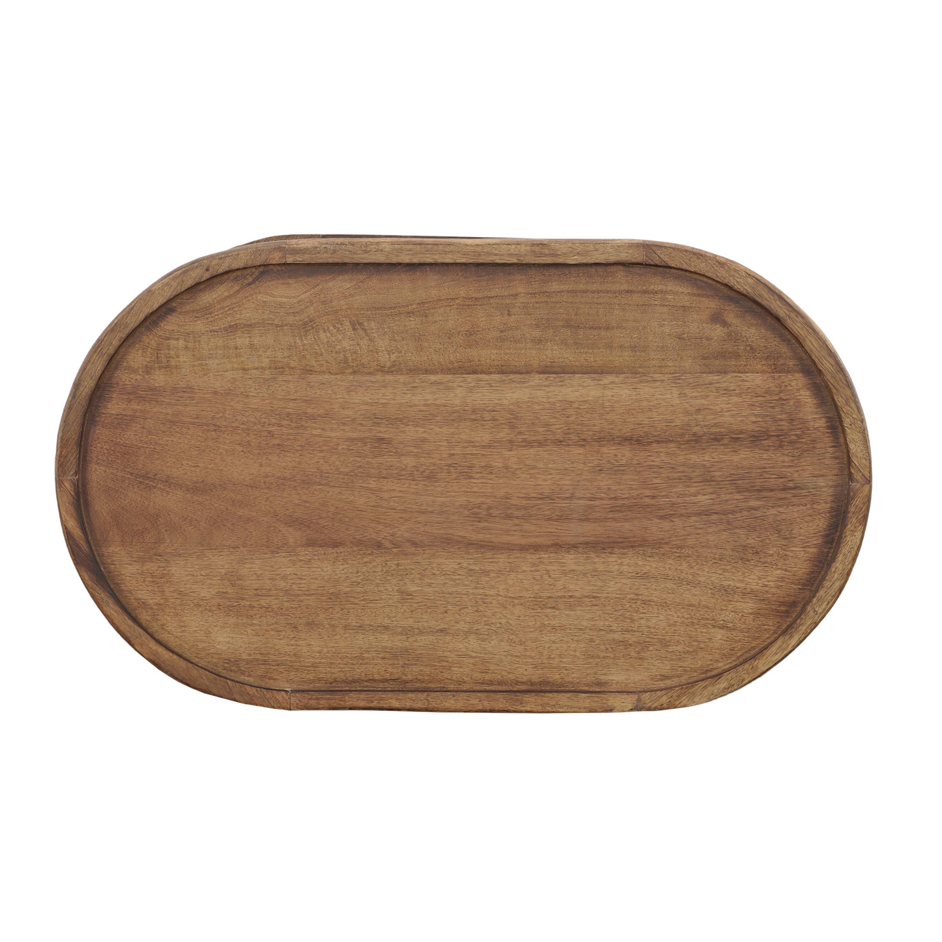 Alt View 3. Manhattan Lane - 36 Inch Handcrafted Oval Coffee Table, Intricate Cutout Design - Brown.