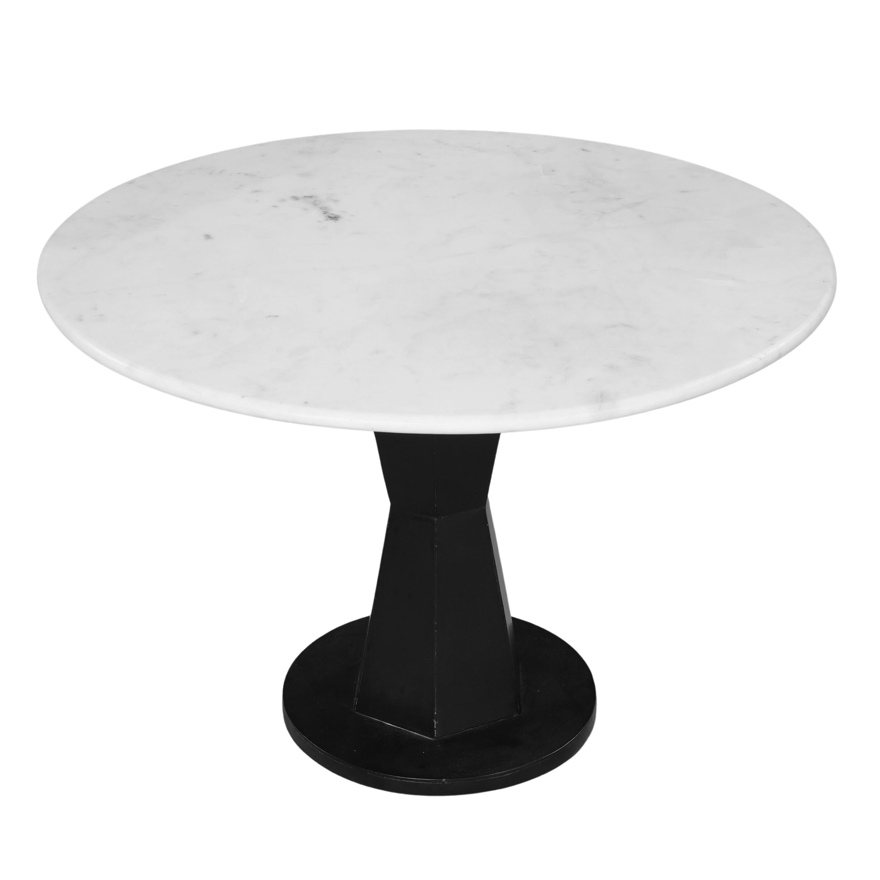 Alt View 1. Manhattan Lane - Riko Coffee Table, White Marble Top on Modern Iron Stand, Round Table, 27" - Black, White.