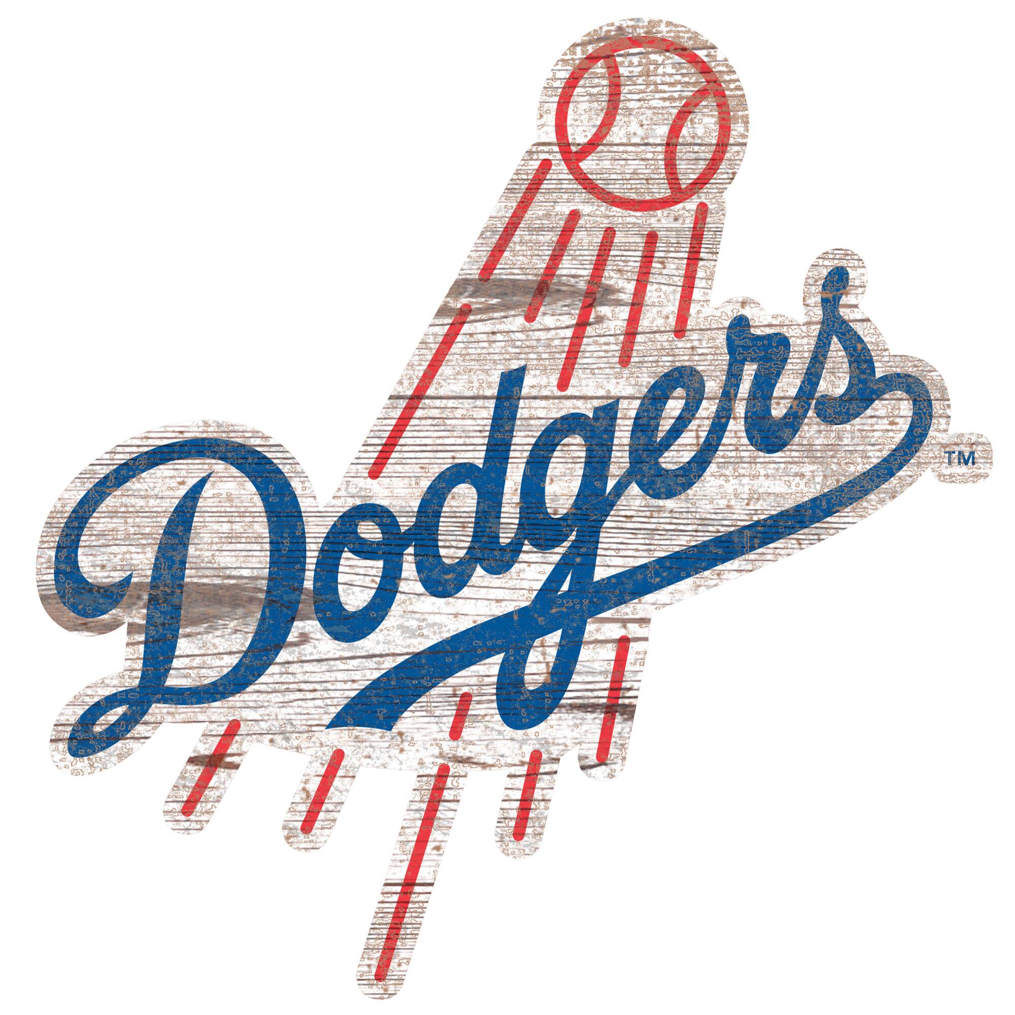 Front. Fan Creations - Los Angeles Dodgers Distressed Logo Cutout Sign - Multicolor.