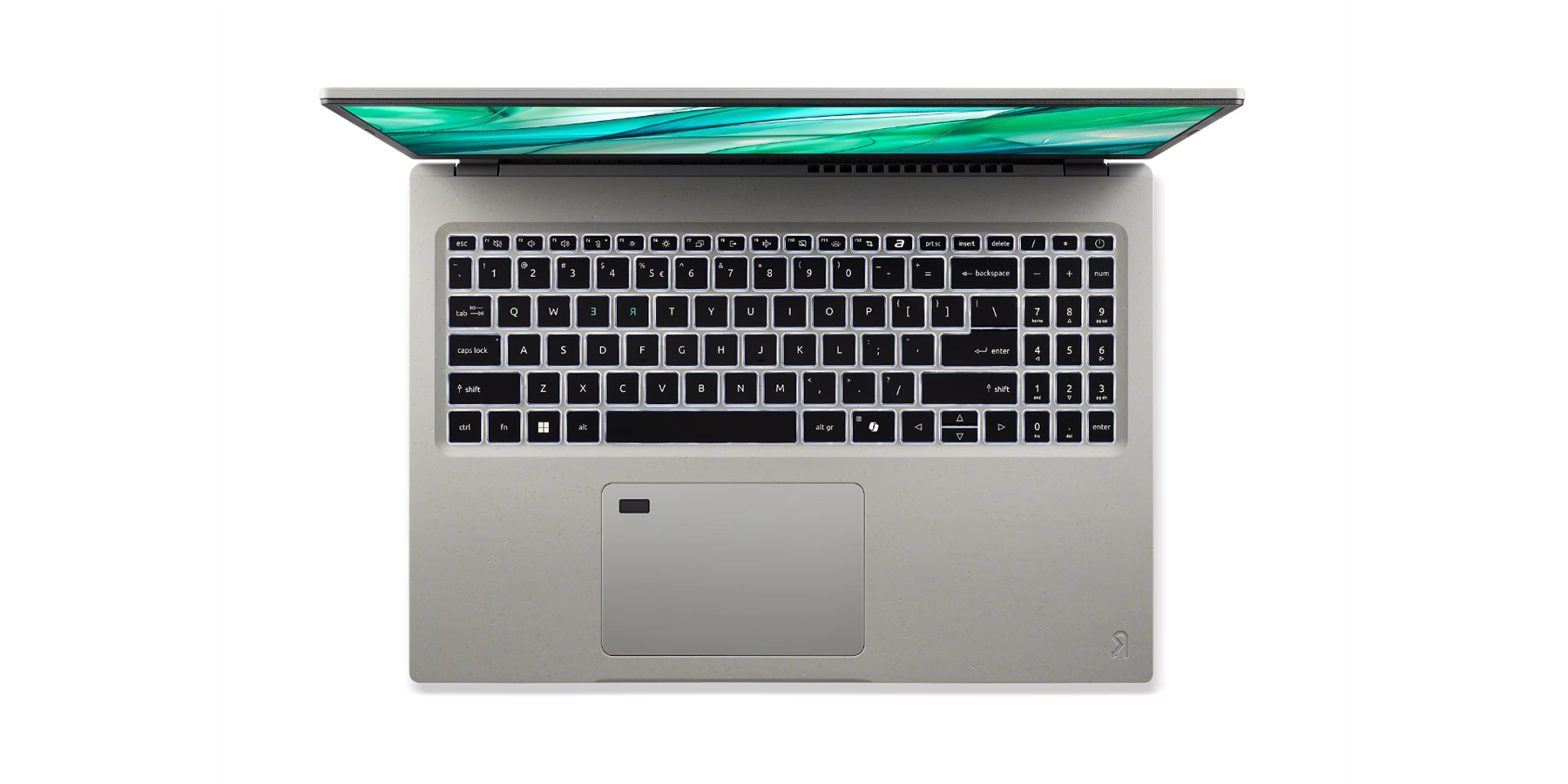 The text appears to be a mix of random characters and numbers. Here is a corrected version based on the image of a laptop keyboard:

"esE d di 1 - dalane I - 9 2 a 3 i 4 T 5 4 . d . 7 8 I 5 I D . - backspace ee + enter tab W L T Y U I O P I I I - I 7 - E . 5 - sau ock A 5 D F G H J K L : ; eroW 4 + 5 d + 1 skn Z x C V B N M I 1 sn 1 2 . 3 d Fn 0 4 A V O enter"

This seems to be a representation of a keyboard layout, with some characters and numbers interspersed.