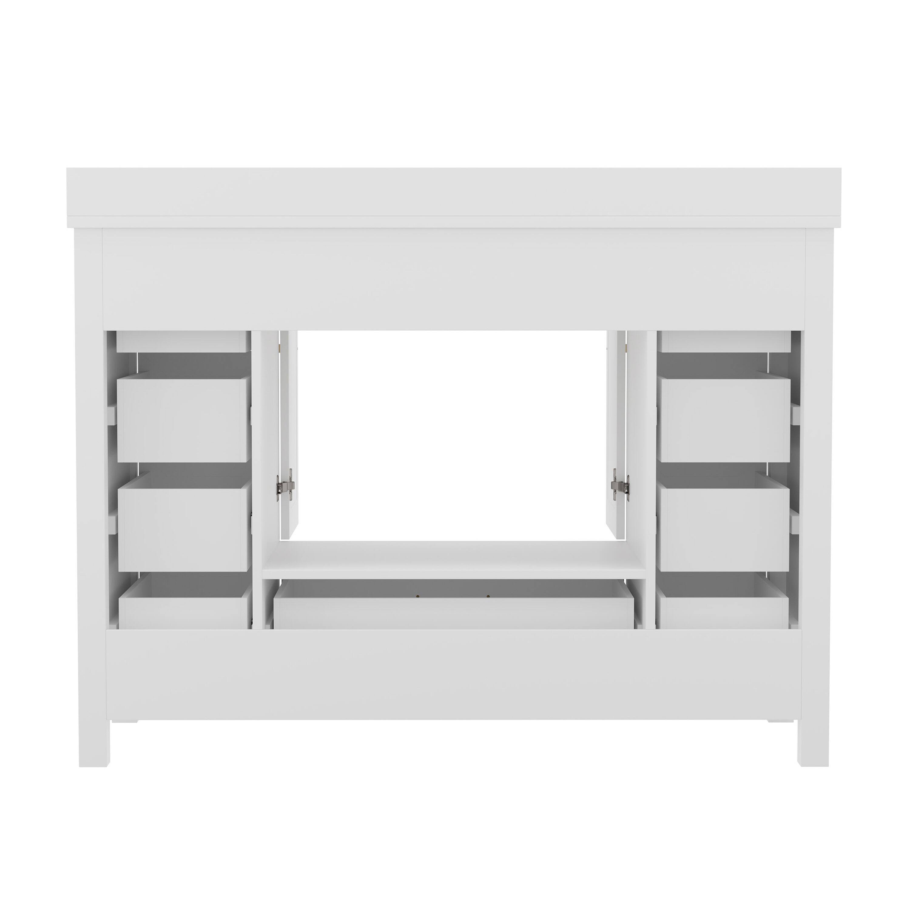 Back. Flash Furniture - Vega 48 Inch Bathroom Vanity with Sink, Storage Cabinet with Soft Close Doors, and 9 Drawers, Carrara Marble Finish Coun - White.
