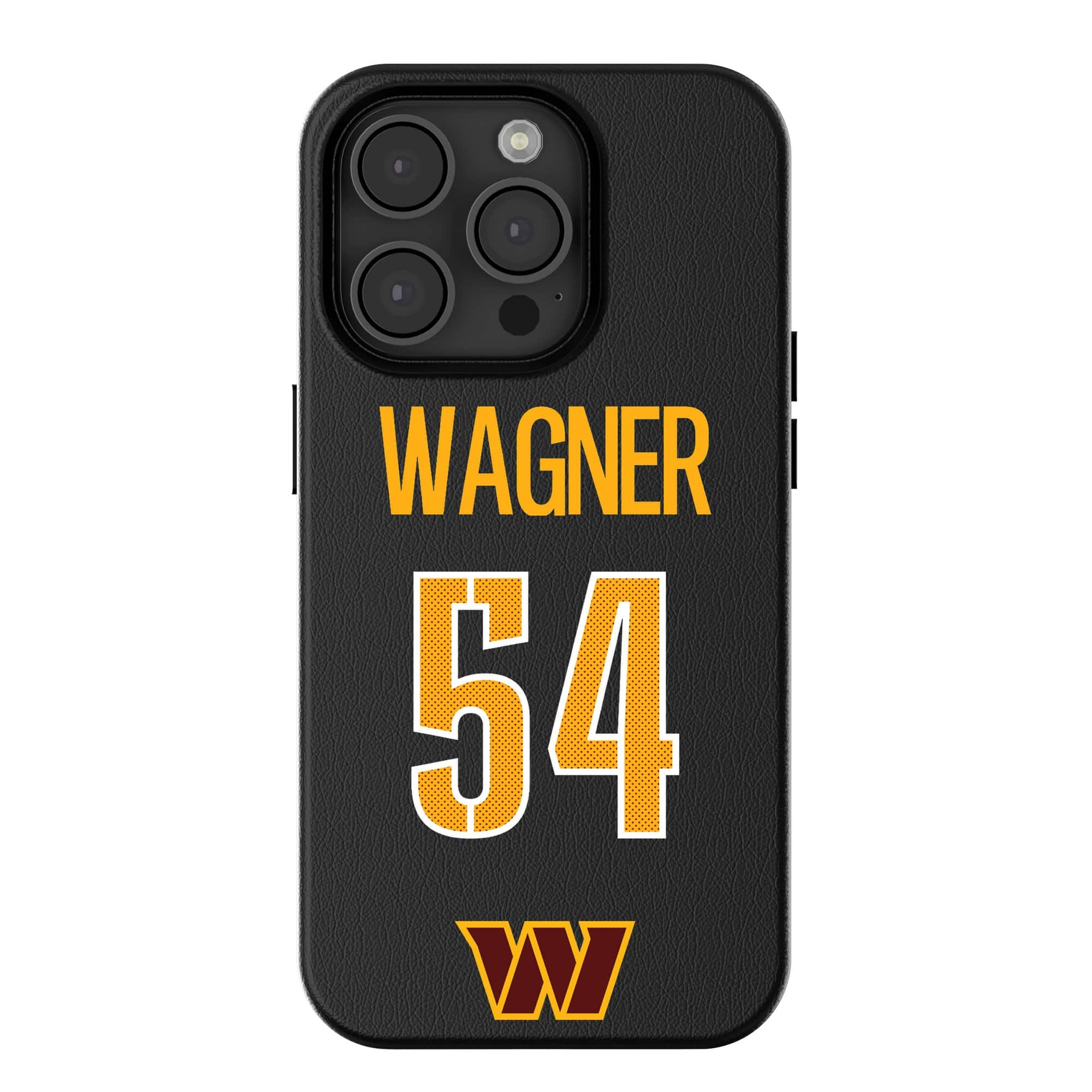 Front. Keyscaper - Bobby Wagner-Black Washington Commanders iPhone Magnetic Bump Case - 16 Pro Max - Black.