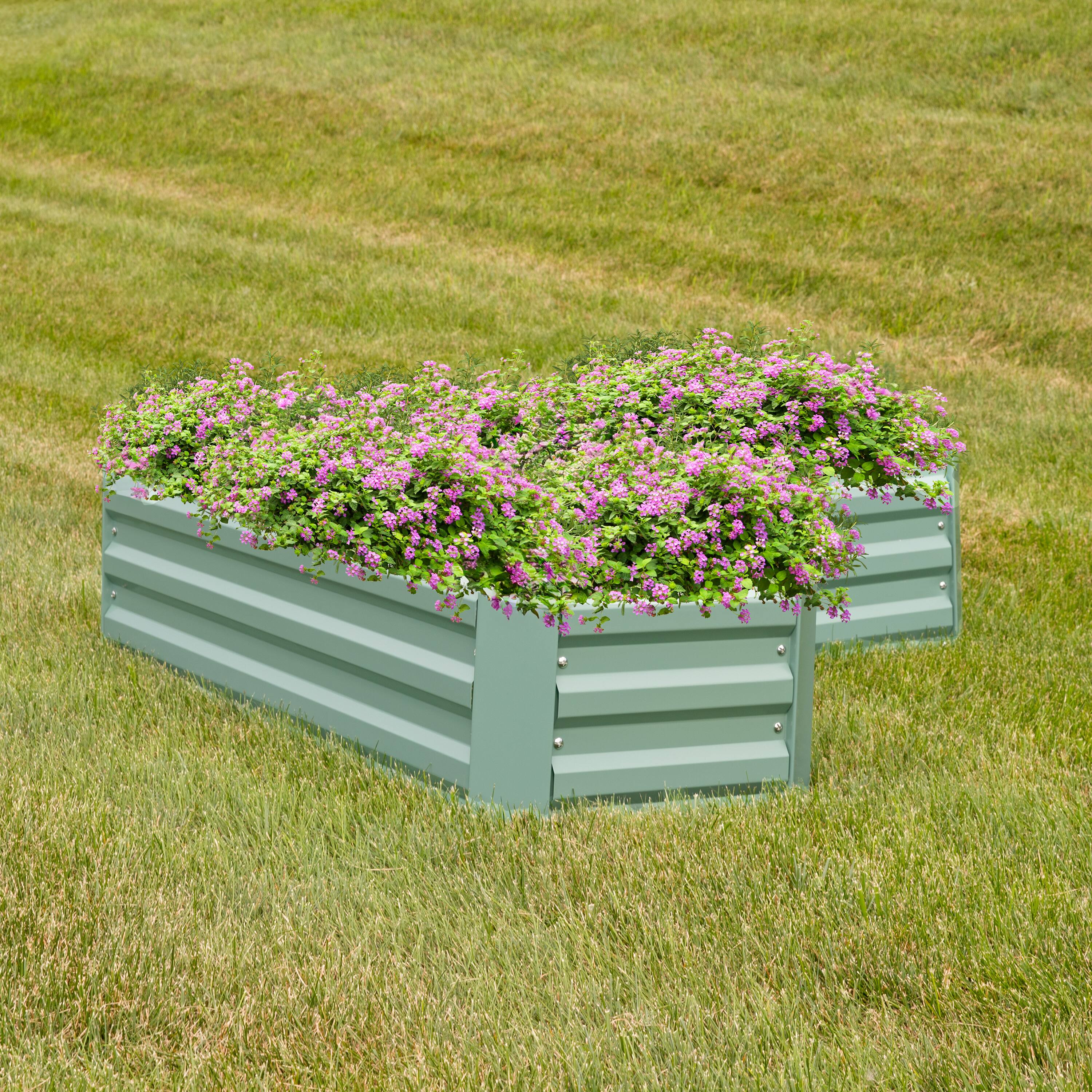 Alt View 1. Sunnydaze - Galvanized Steel L-Shaped Raised Garden Bed - Green.