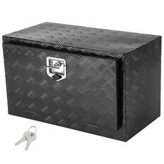 Front. VEVOR - Underbody Truck Box, 36" x 17" x 18" Pickup Storage Box, Heavy Duty Aluminum Diamond Plate Tool Box with Lock and Keys - Black.