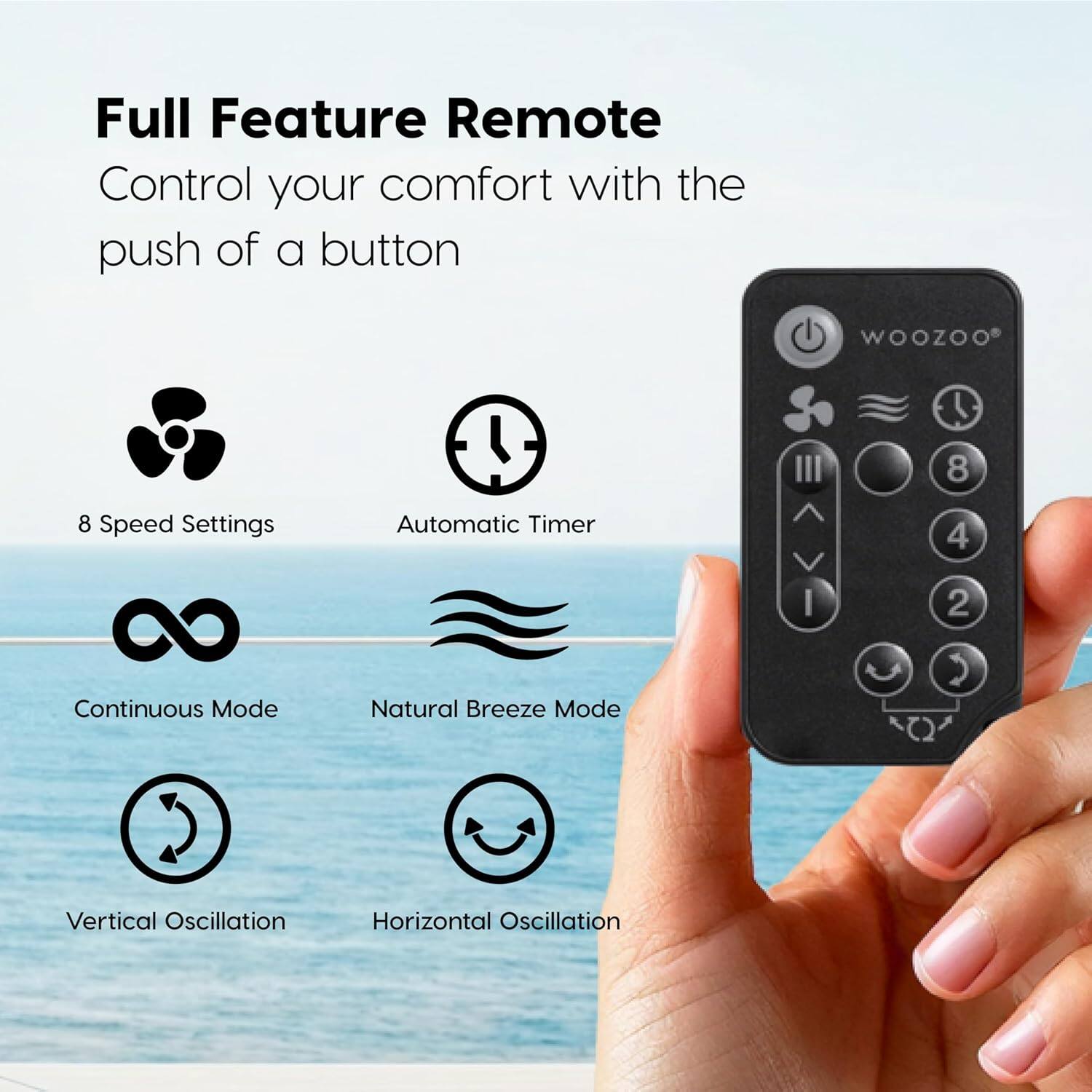 IRIS USA WOOZOO Fan with Remote, Oscillating Fan, Desk Fan, Table Air ...