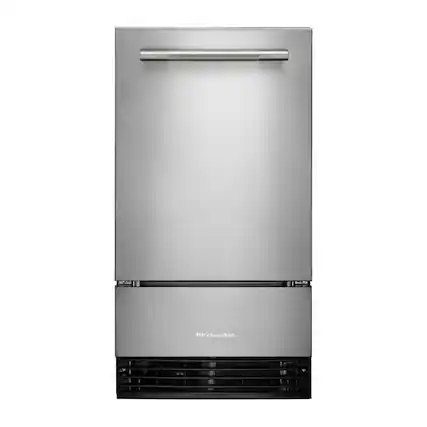 Front. KitchenAid - 18" 35-Lb. Ice Maker - PrintShield Stainless Finish.