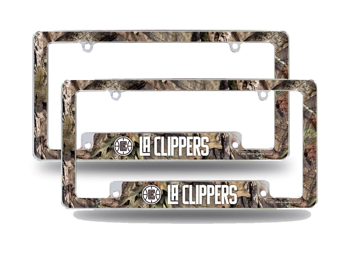 Los Angeles Clippers Chrome Metal (Set of 2) License Plate Frames with Bold Mossy Oak Camouflaged Camo Design