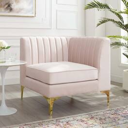 Triumph Channel Tufted Performance Velvet Sectional Sofa Corner Chair by Modway - Pink