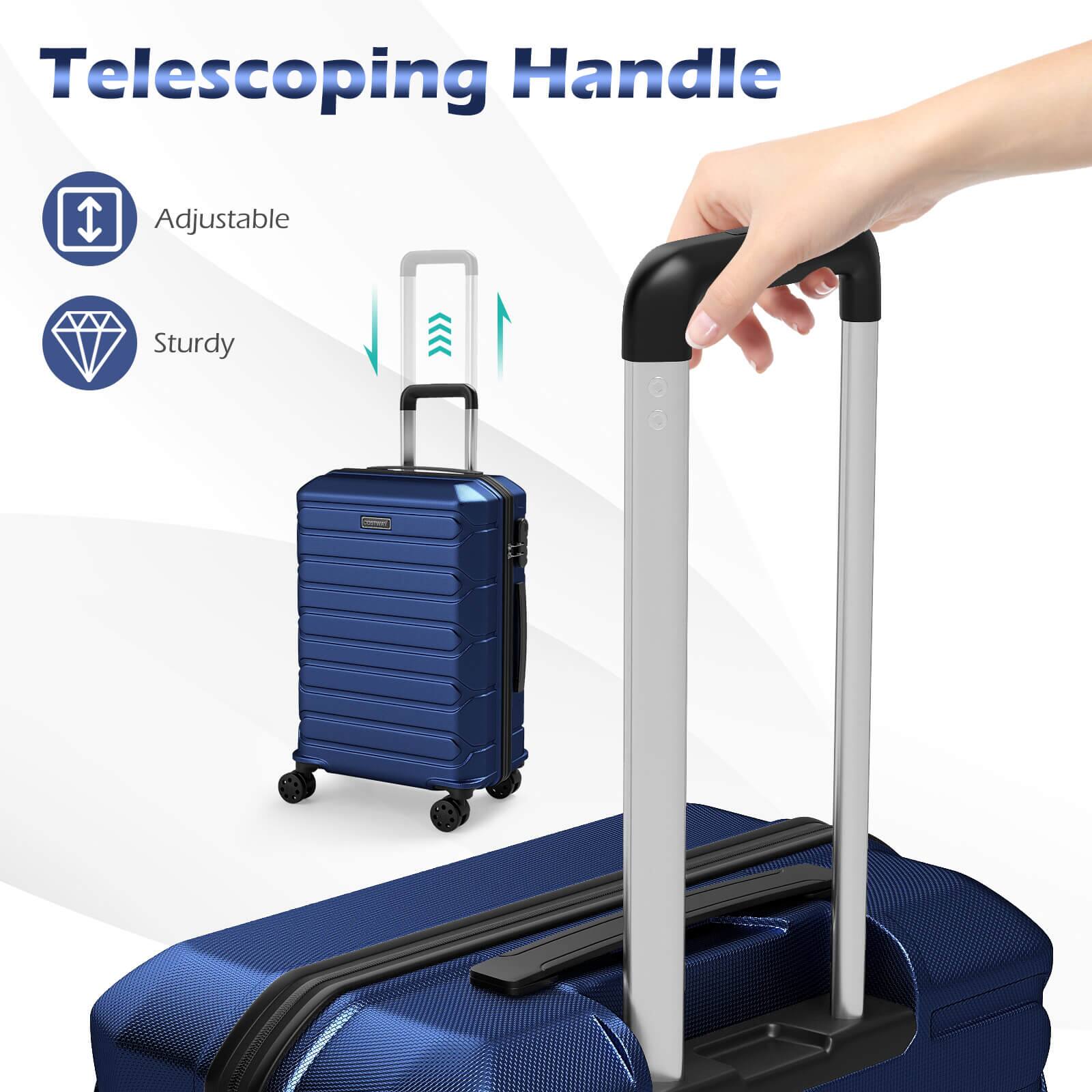 Costway 3 Piece Hardside Luggage Set (20/24/28 Inch) with 8