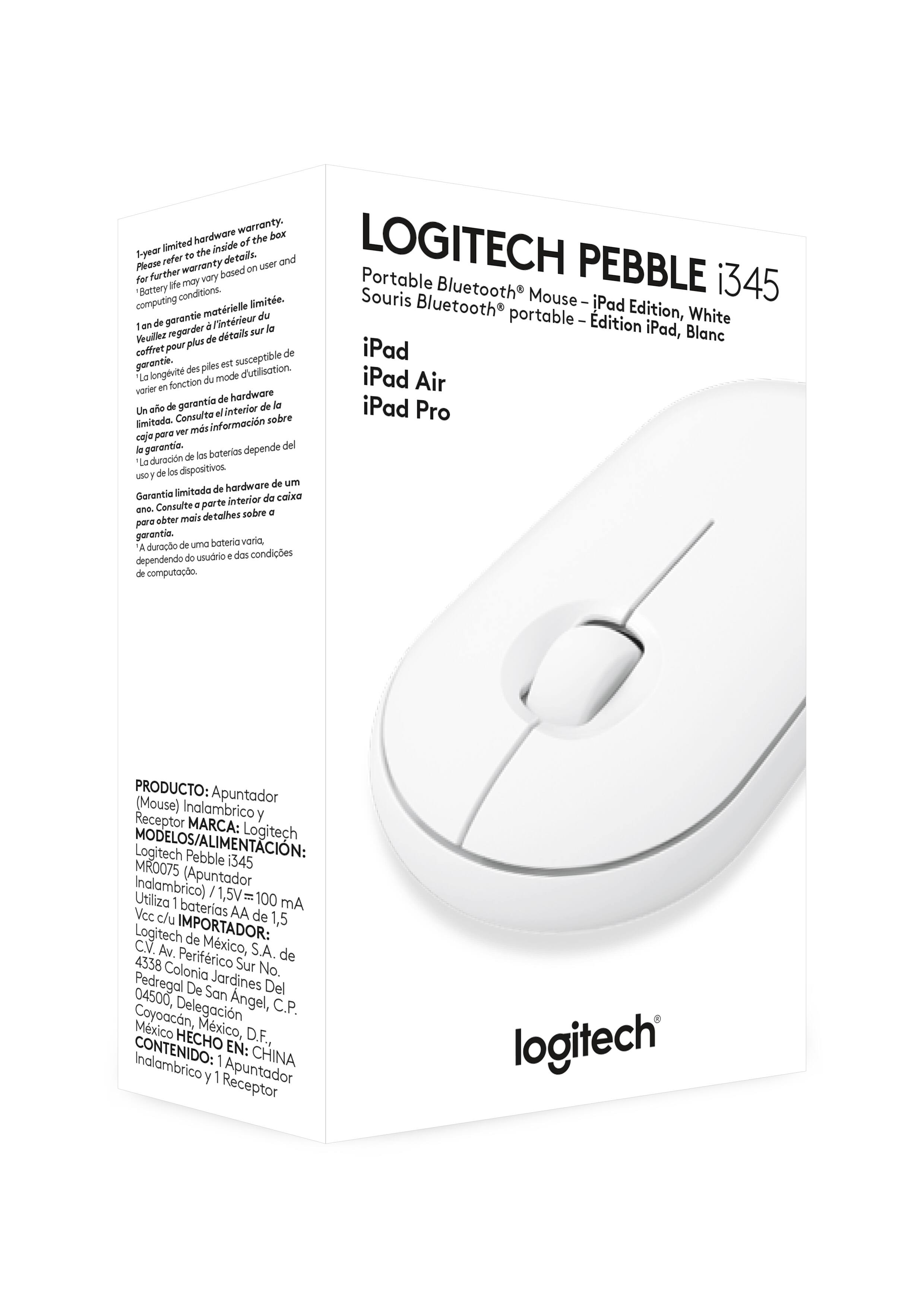 Alt View 16. Logitech - Pebble i345 Bluetooth Optical Ambidextrous Mouse for iPad - White.