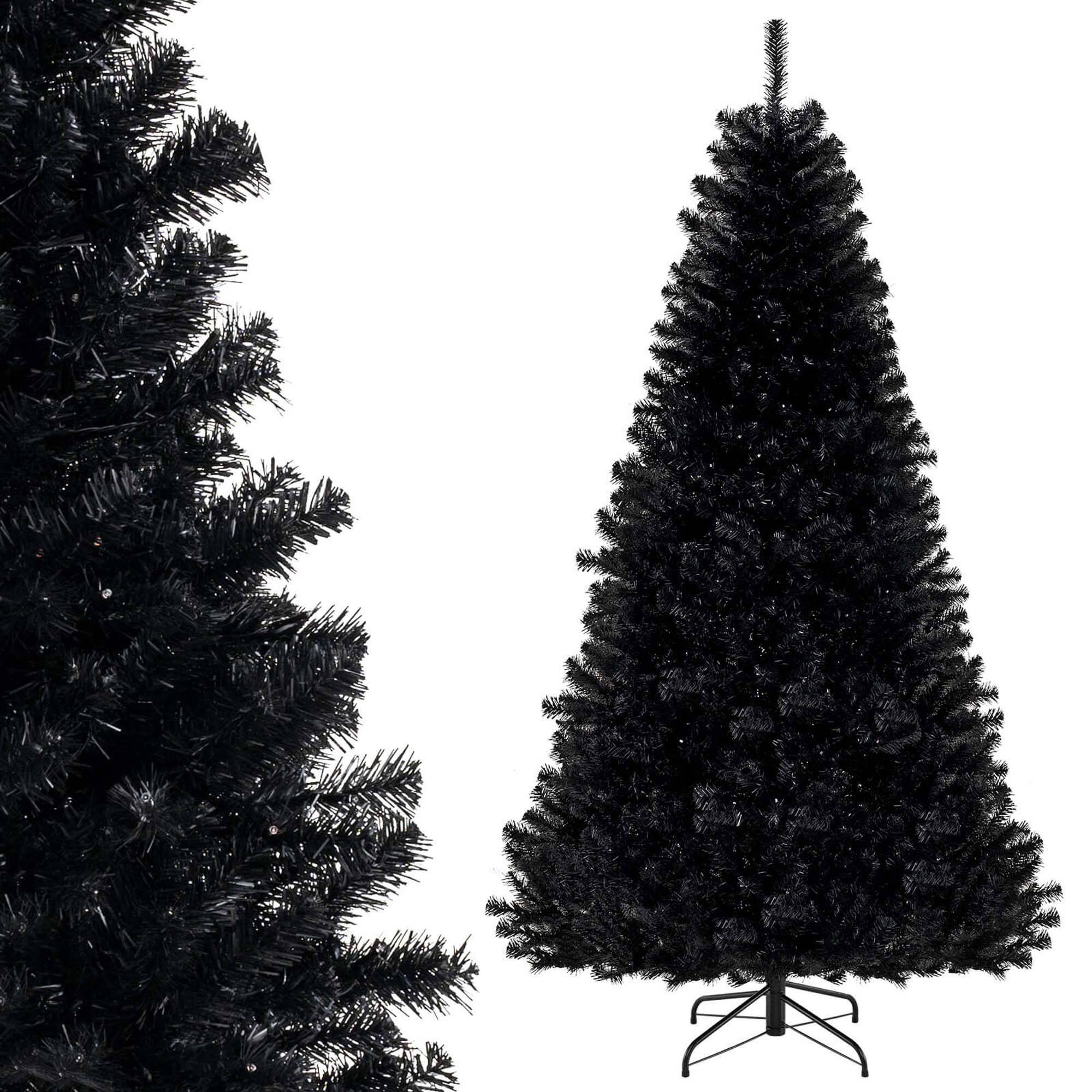 Costway - 7 FT Halloween Tree Artificial Decoration Tree with 1040 Branch Tips 6 Lighting Modes - Black