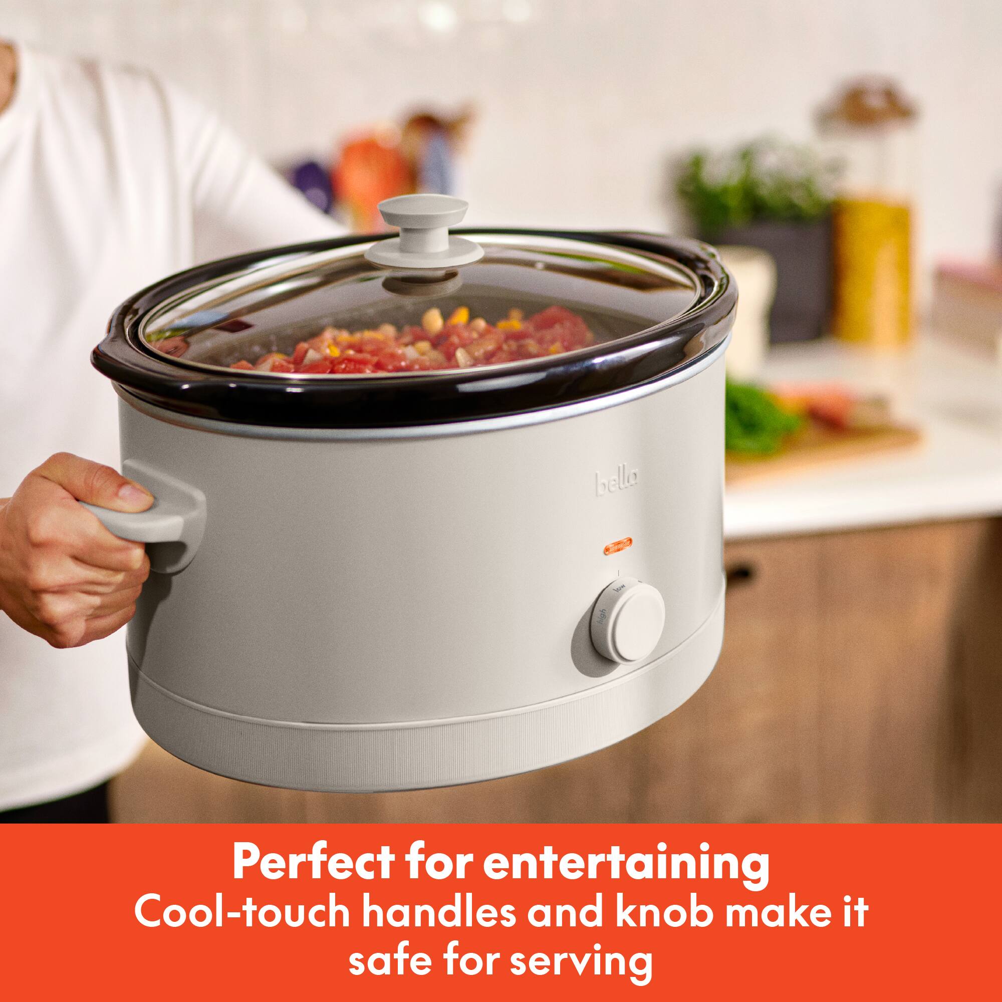Perfect for entertaining  
Cool-touch handles and knob make it safe for serving