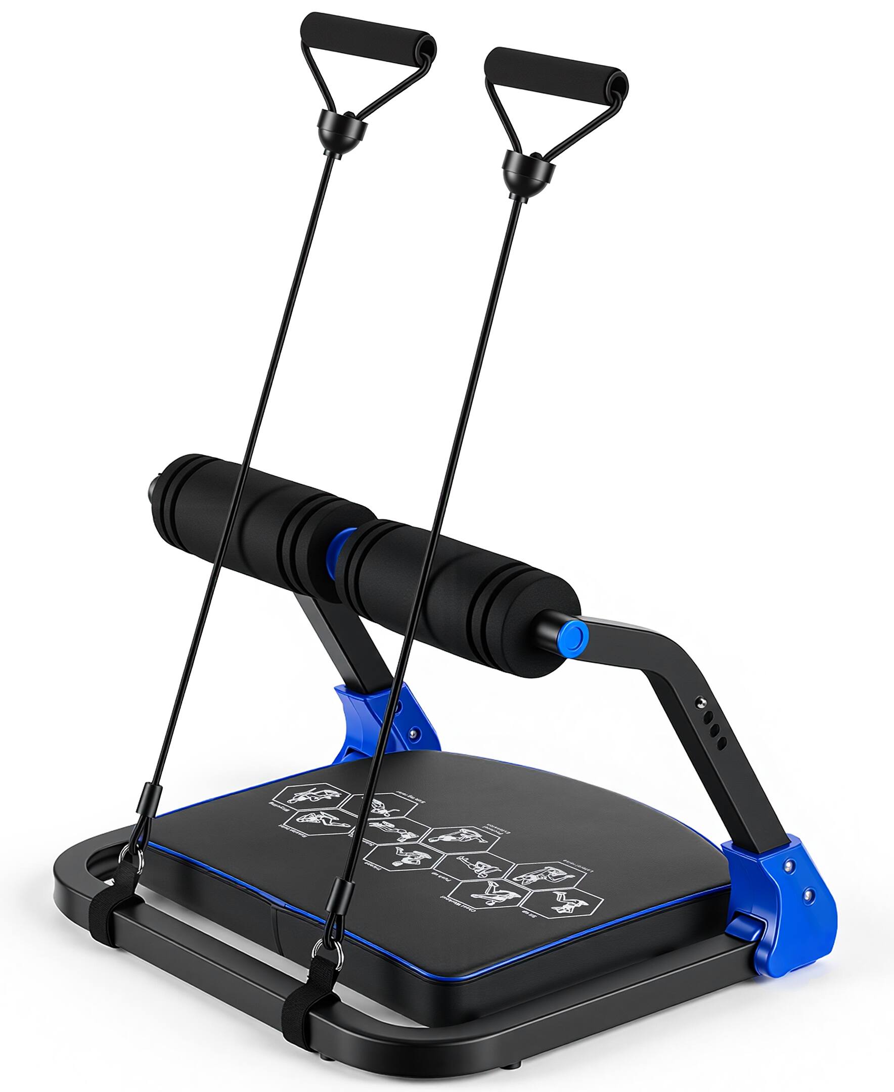 Alt View 2. Sugift - Foldable Adjustable Ab Machine for Stomach Workout at Home Gym, 4 Resistance Levels Core Trainer with Resistance Bands - Blue.
