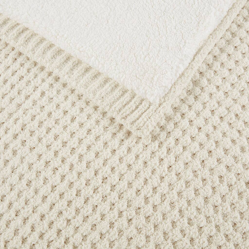 Alt View 5. Gracie Mills - Gracie Mills Dorian Waffle Weave Solid Chenille Throw - Ivory.