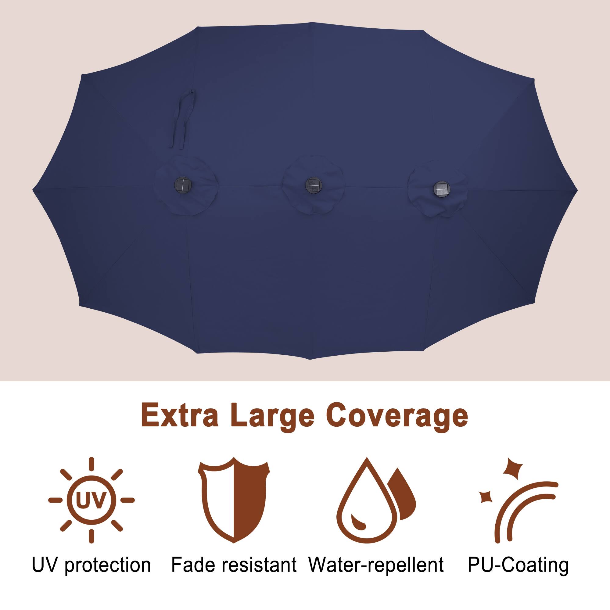Extra Large Coverage  
UV protection  
Fade resistant  
Water-repellent  
PU-Coating