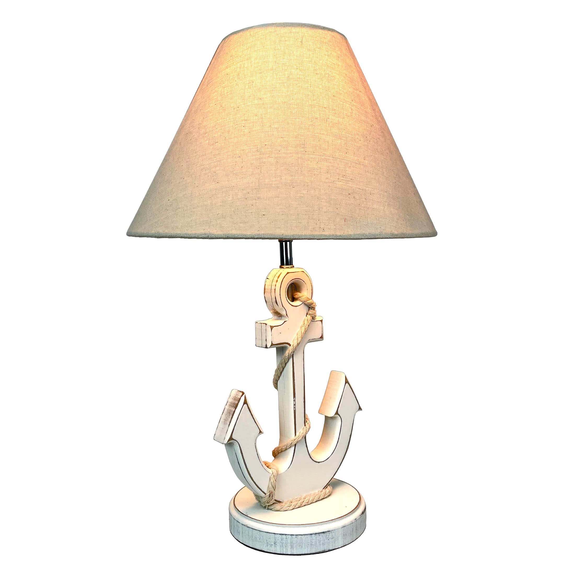 Things2Die4 - Coastal Anchor Table Lamp 19" Nautical Beach Decor with Shade - White