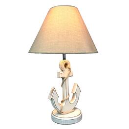 Things2Die4 - Coastal Anchor Table Lamp 19" Nautical Beach Decor with Shade - White